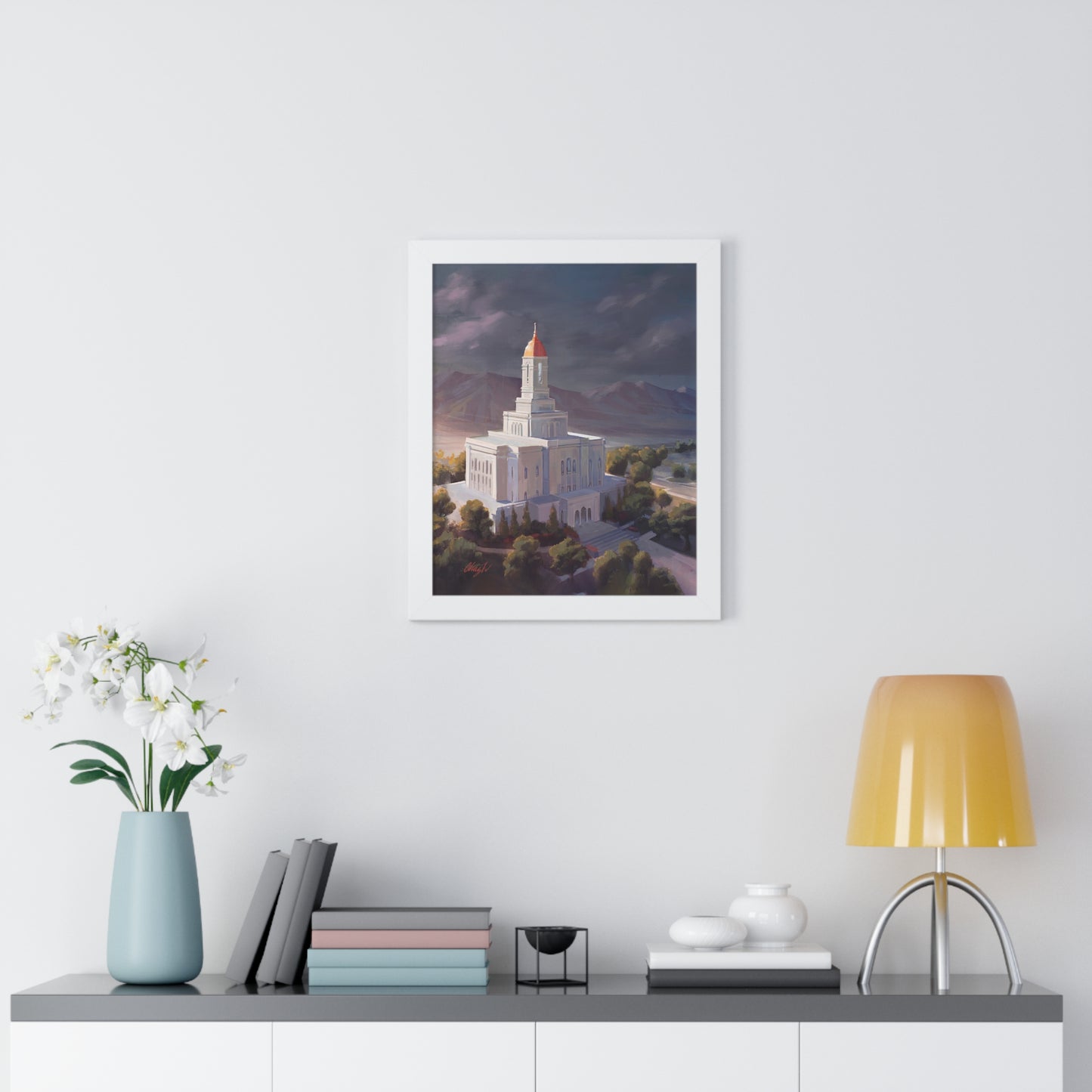Framed Matte Print, Deseret Peak Temple--After the Storm, by Chaz Walgamott