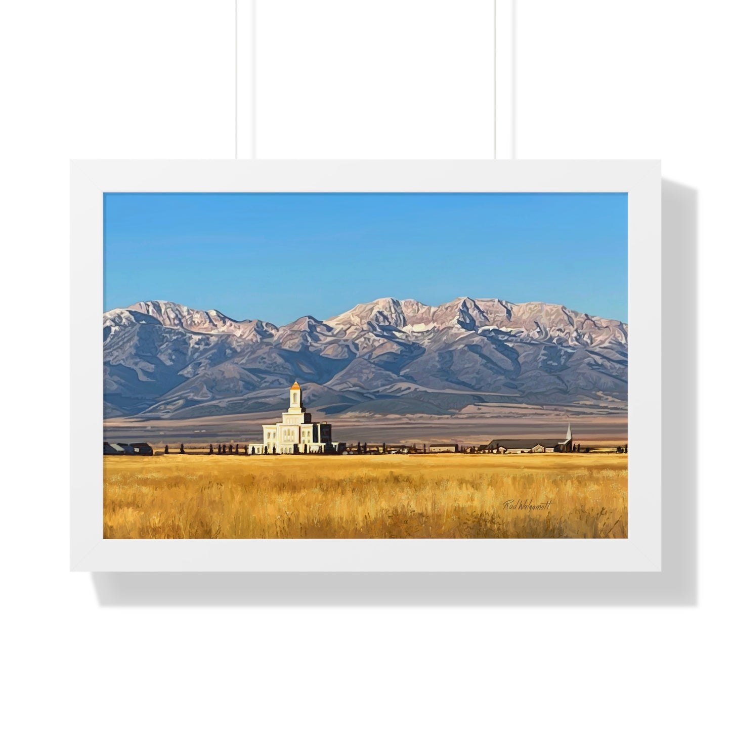 Premium Matte Print--Framed, Deseret Peak Temple and Deseret Peak, by Rod Walgamott