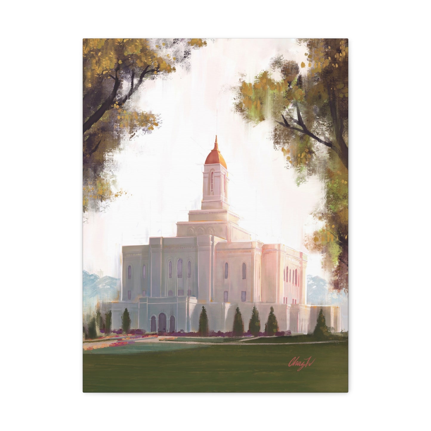Canvas Gallery Wrap, Deseret Peak Temple-Golden, by Chaz Walgamott