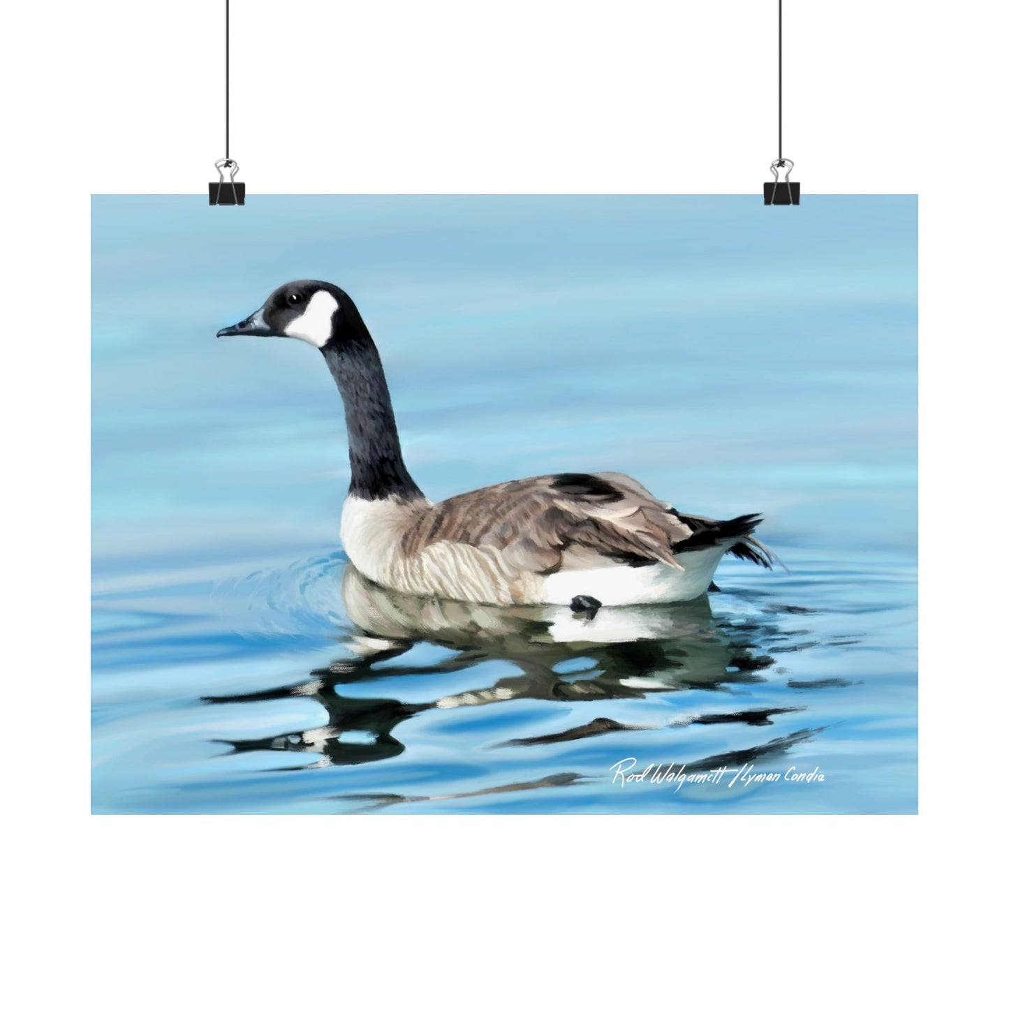 Premium Matte Print, Canada Goose on Stansbury Lake, by Rod Walgamott (Reference Photo by Lyman Condie)