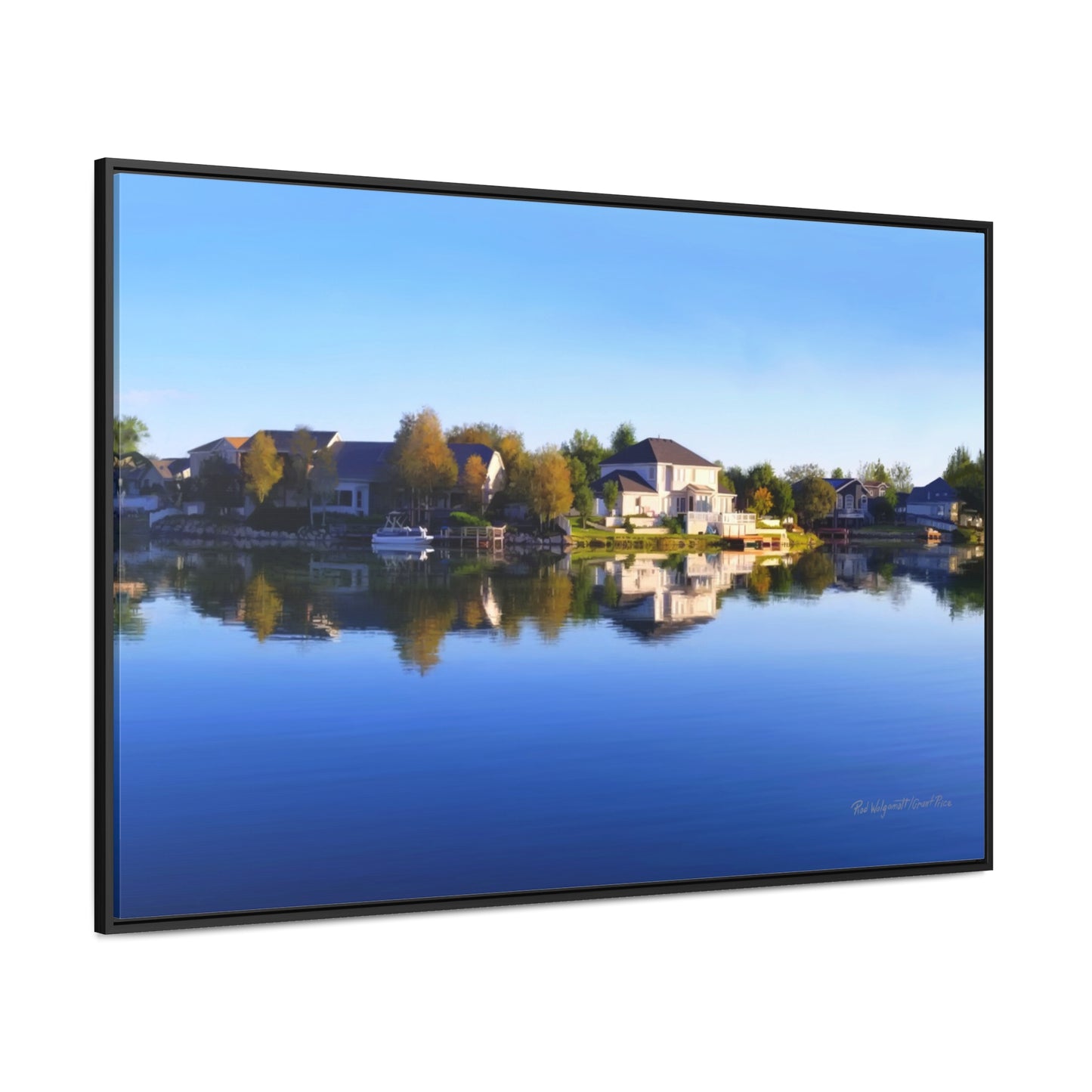 Stretched Canvas Wrap in Wood Frame, Blue Sky Reflection on Stansbury Lake, by Rod Walgamott