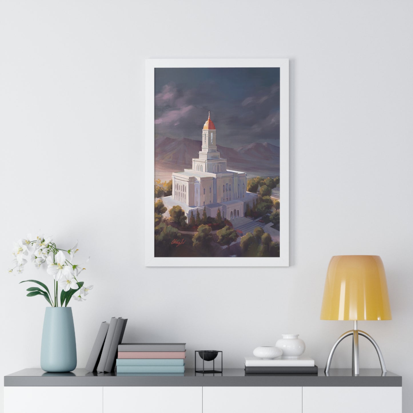 Framed Matte Print, Deseret Peak Temple--After the Storm, by Chaz Walgamott