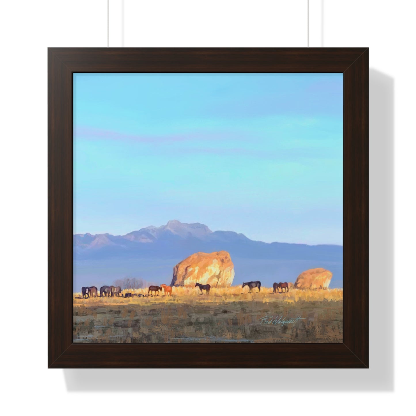 Framed Matte Print, Horses at Adobe Rock, by Rod Walgamott