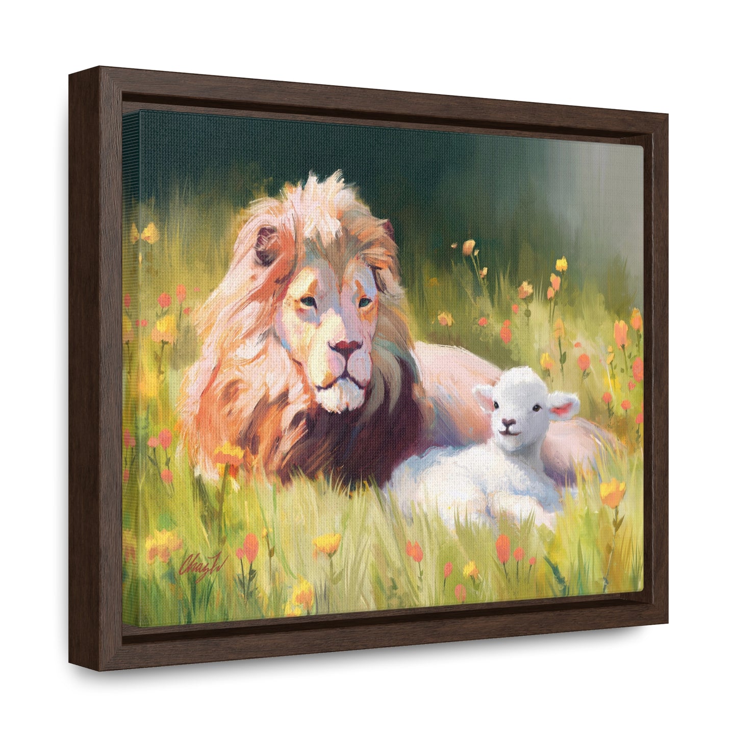 Stretched Canvas Print in Wood Frame, The Lamb and the Lion, by Chaz Walgamott