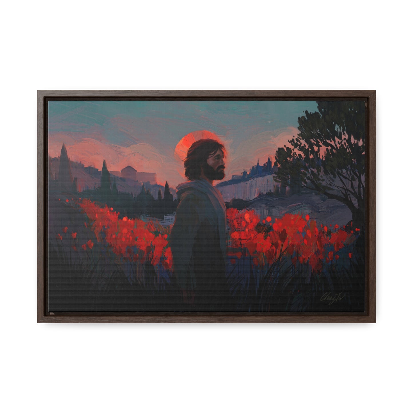 Stretched Canvas Print in Wood Frame, "Though as Scarlet" by Chaz Walgamott
