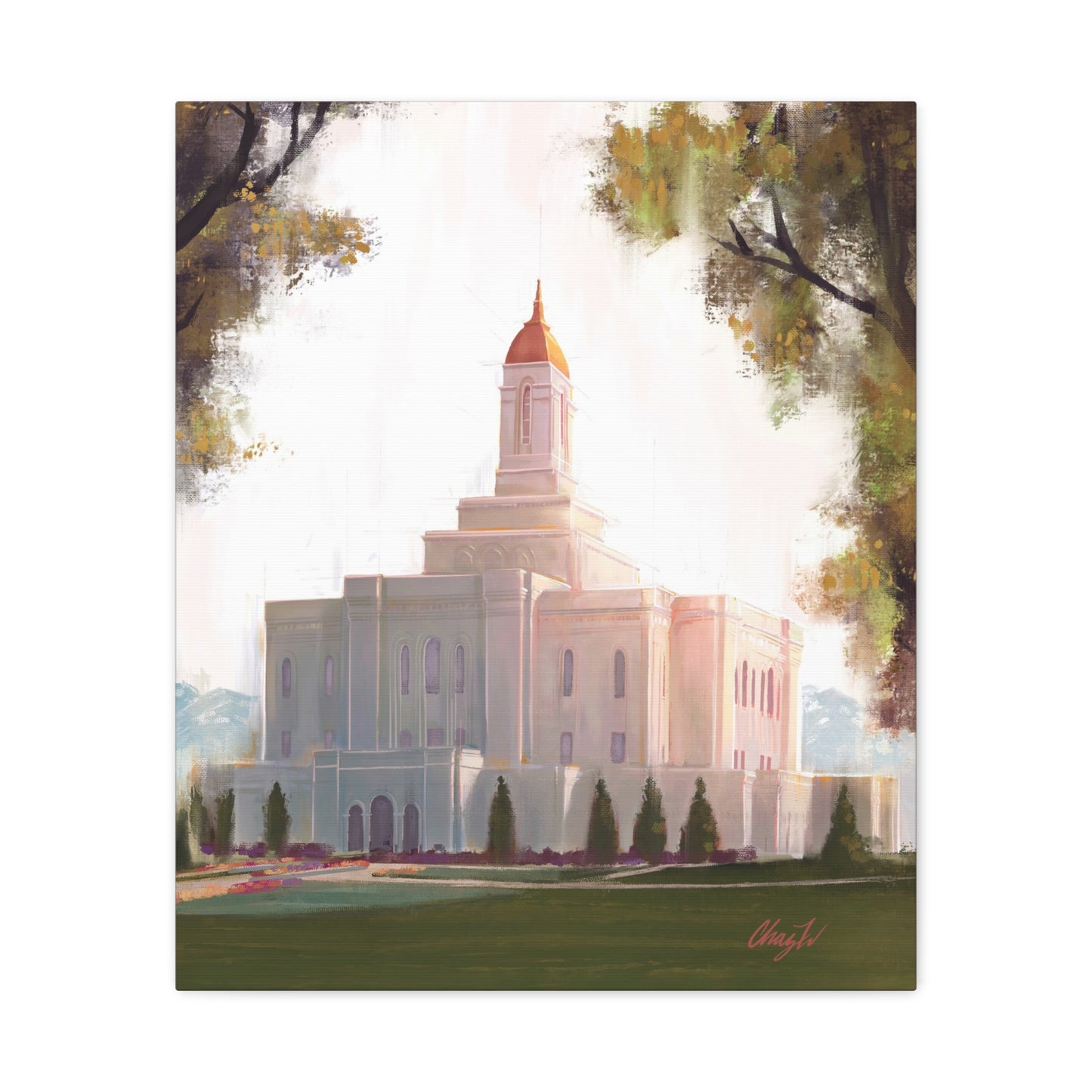 Canvas Gallery Wrap, Deseret Peak Temple-Golden, by Chaz Walgamott