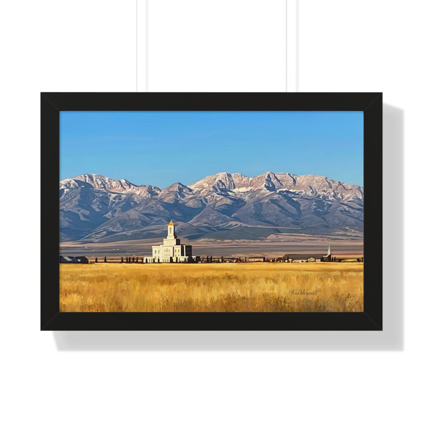 Premium Matte Print--Framed, Deseret Peak Temple and Deseret Peak, by Rod Walgamott