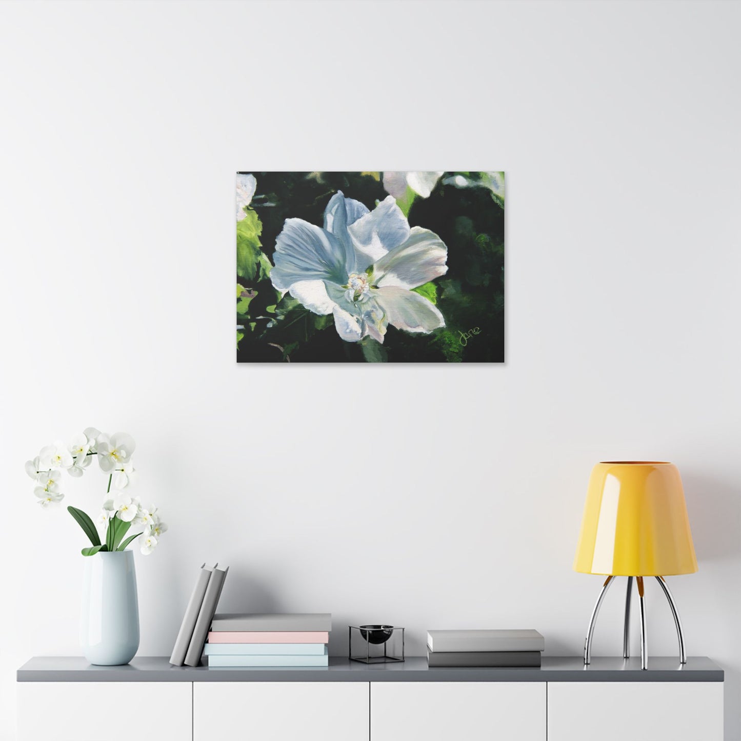 Classic Stretched Canvas, White Rose of Sharon by Jane Autry