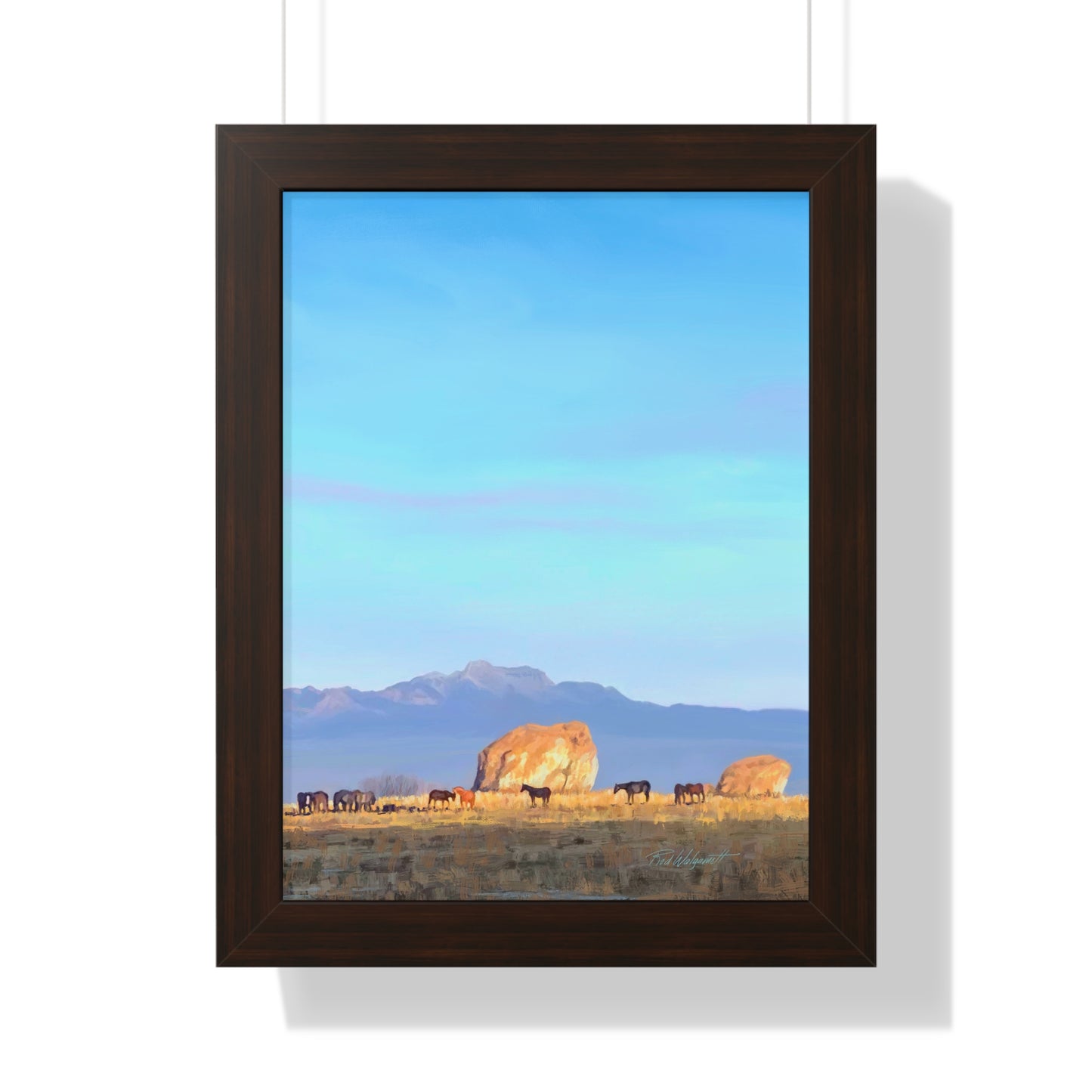 Framed Matte Print, Horses at Adobe Rock, by Rod Walgamott