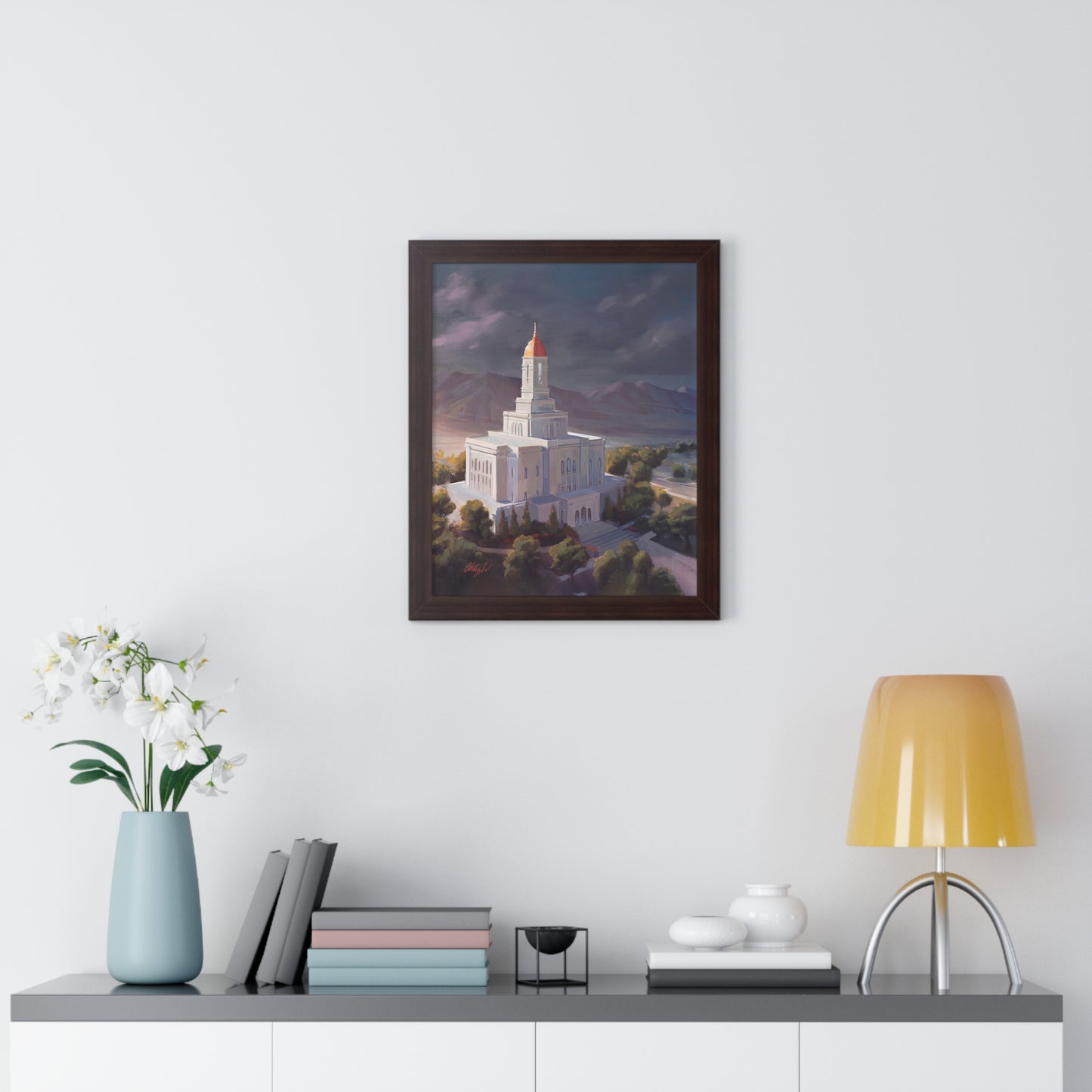 Framed Matte Print, Deseret Peak Temple--After the Storm, by Chaz Walgamott