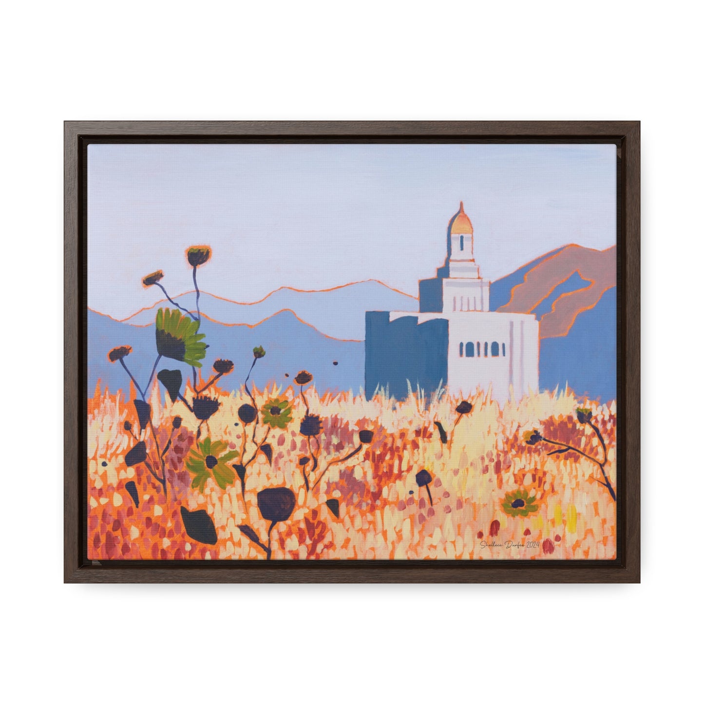 Stretched Canvas Print in Wood Frame--Deseret Peak Temple by Shellece Durfee