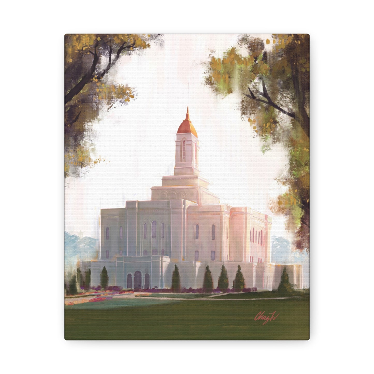 Canvas Gallery Wrap, Deseret Peak Temple-Golden, by Chaz Walgamott