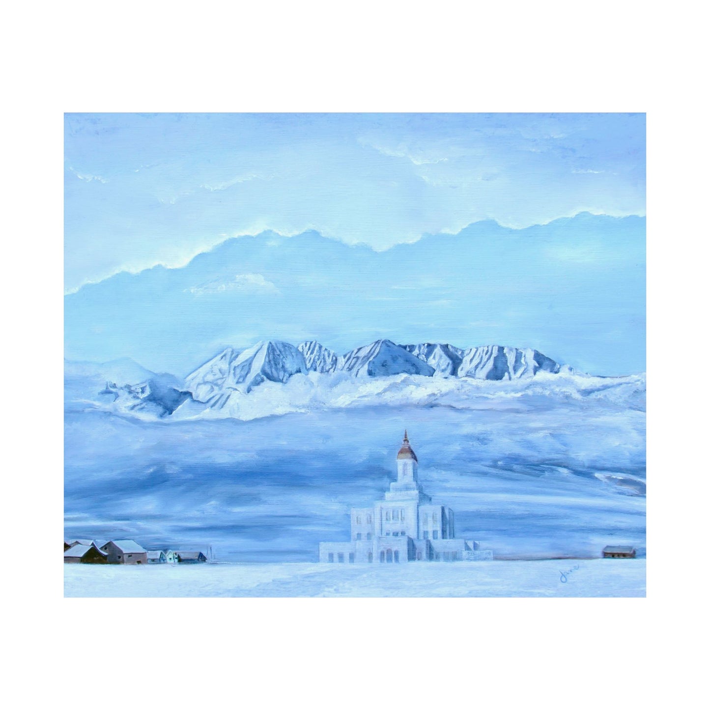 Premium Matte Print, Deseret Peak Temple--Hope in the Bleak of Winter, by Jane Autry