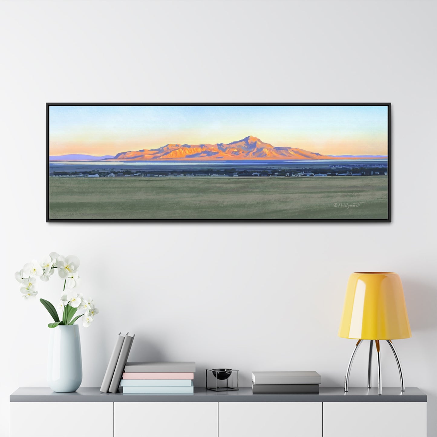 Framed Canvas Print, Stansbury Island Sunrise , by Rod Walgamott