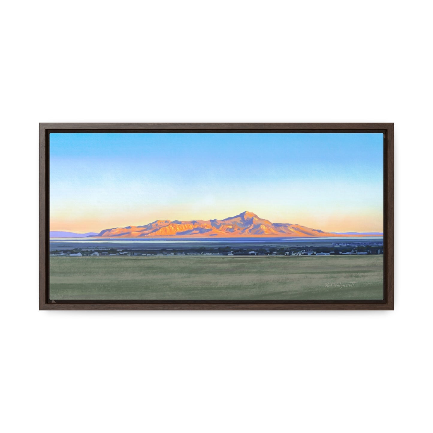 Framed Canvas Print, Stansbury Island Sunrise , by Rod Walgamott