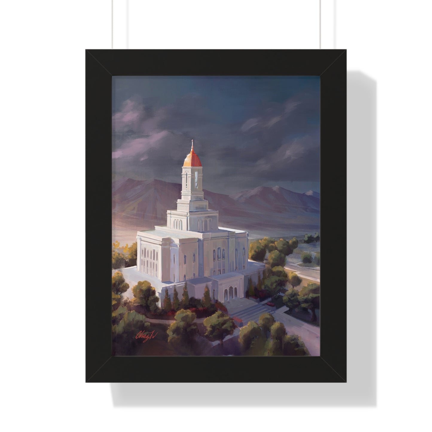 Framed Matte Print, Deseret Peak Temple--After the Storm, by Chaz Walgamott