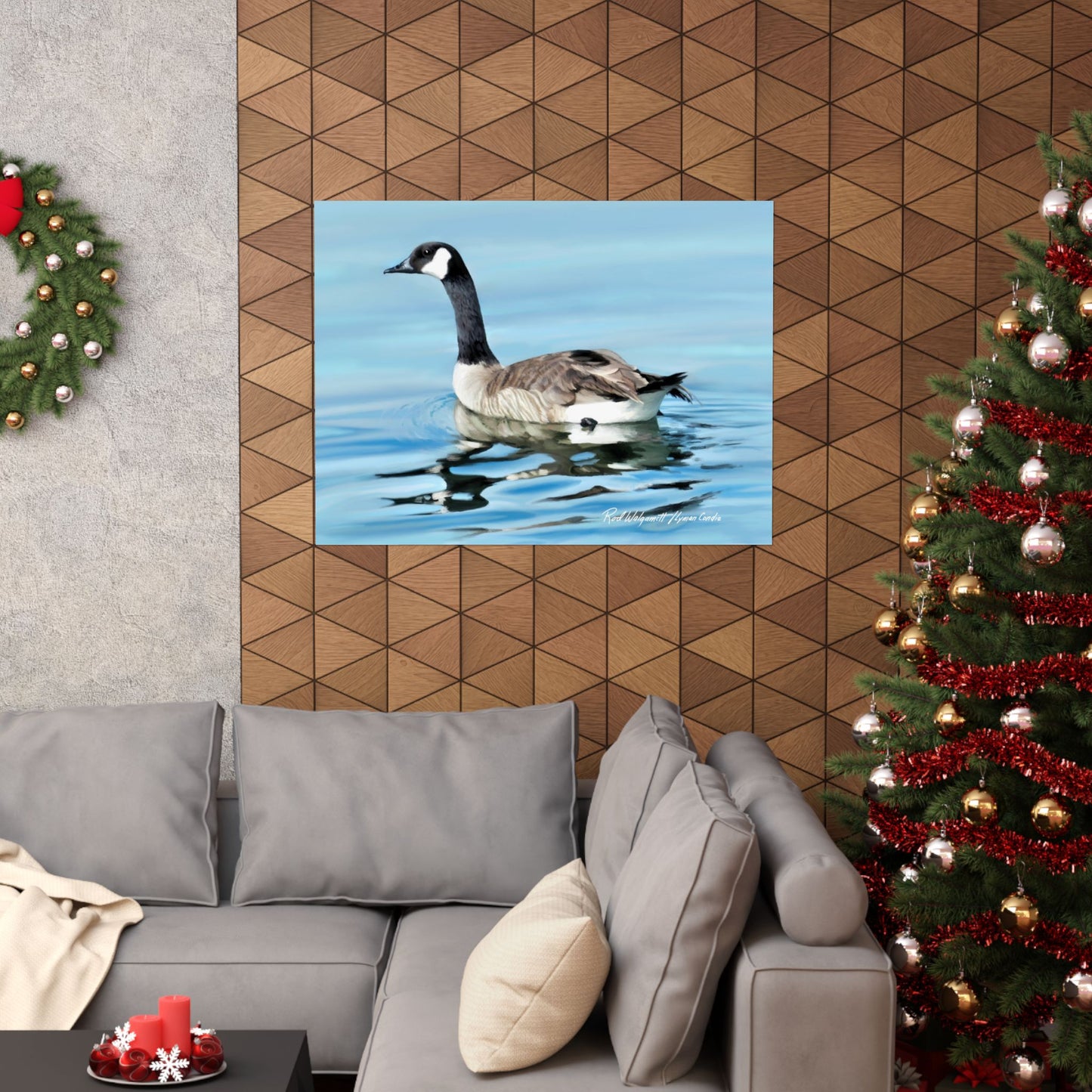Premium Matte Print, Canada Goose on Stansbury Lake, by Rod Walgamott (Reference Photo by Lyman Condie)