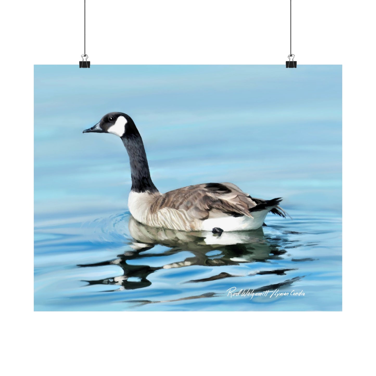 Premium Matte Print, Canada Goose on Stansbury Lake, by Rod Walgamott (Reference Photo by Lyman Condie)