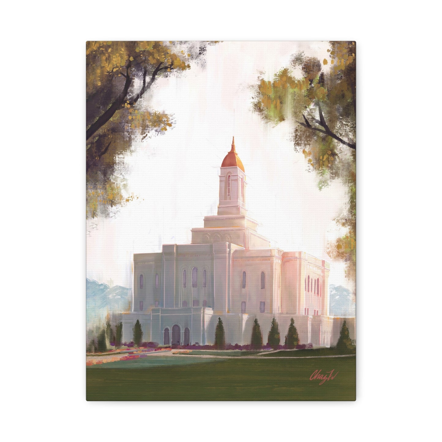 Canvas Gallery Wrap, Deseret Peak Temple-Golden, by Chaz Walgamott