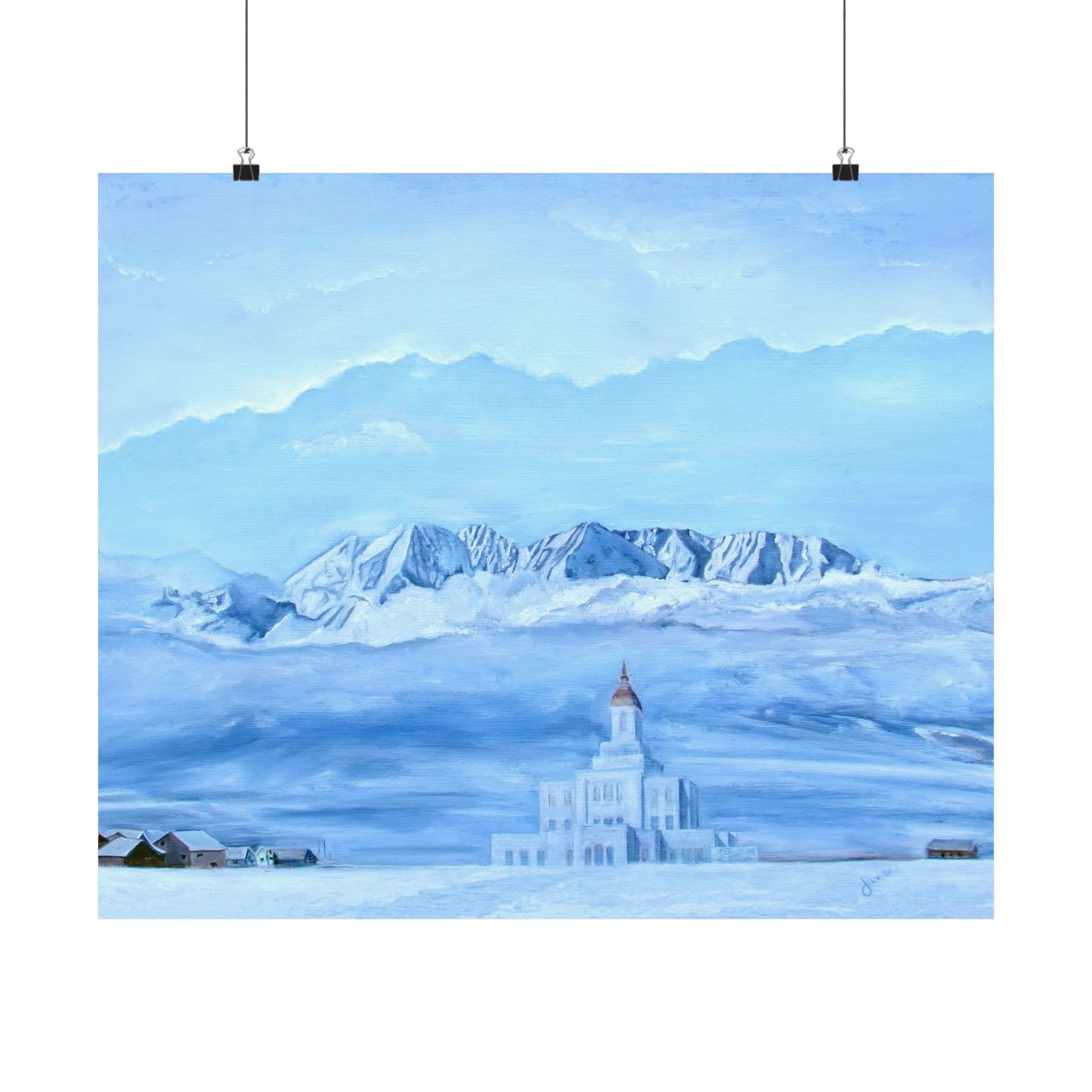 Premium Matte Print, Deseret Peak Temple--Hope in the Bleak of Winter, by Jane Autry