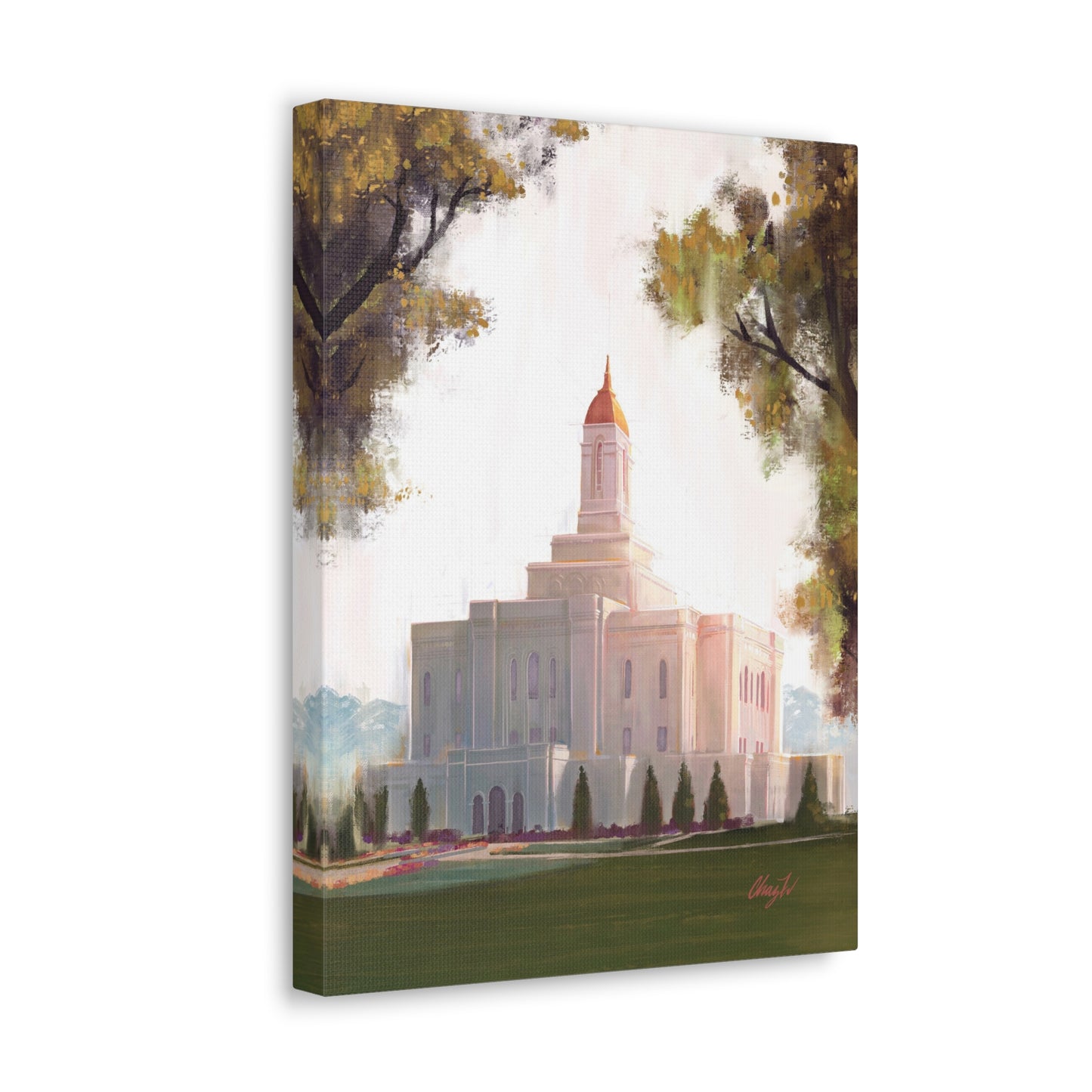 Canvas Gallery Wrap, Deseret Peak Temple-Golden, by Chaz Walgamott
