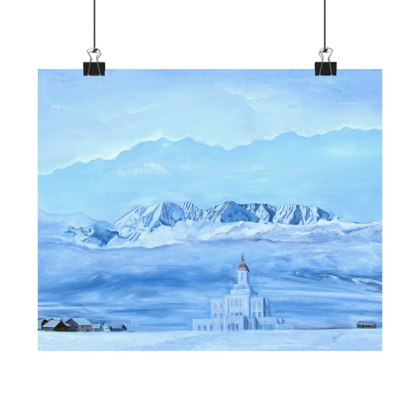 Premium Matte Print, Deseret Peak Temple--Hope in the Bleak of Winter, by Jane Autry