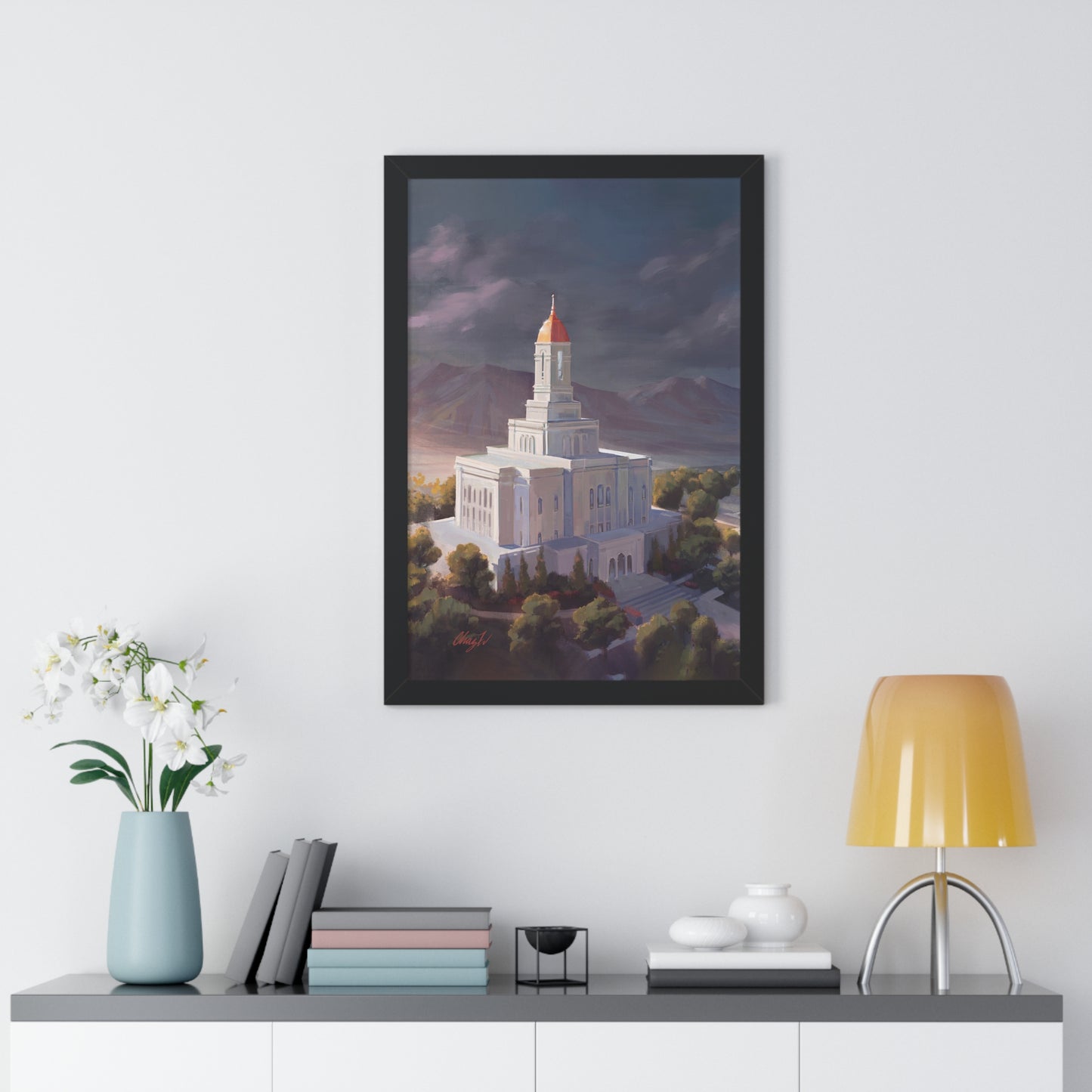 Framed Matte Print, Deseret Peak Temple--After the Storm, by Chaz Walgamott