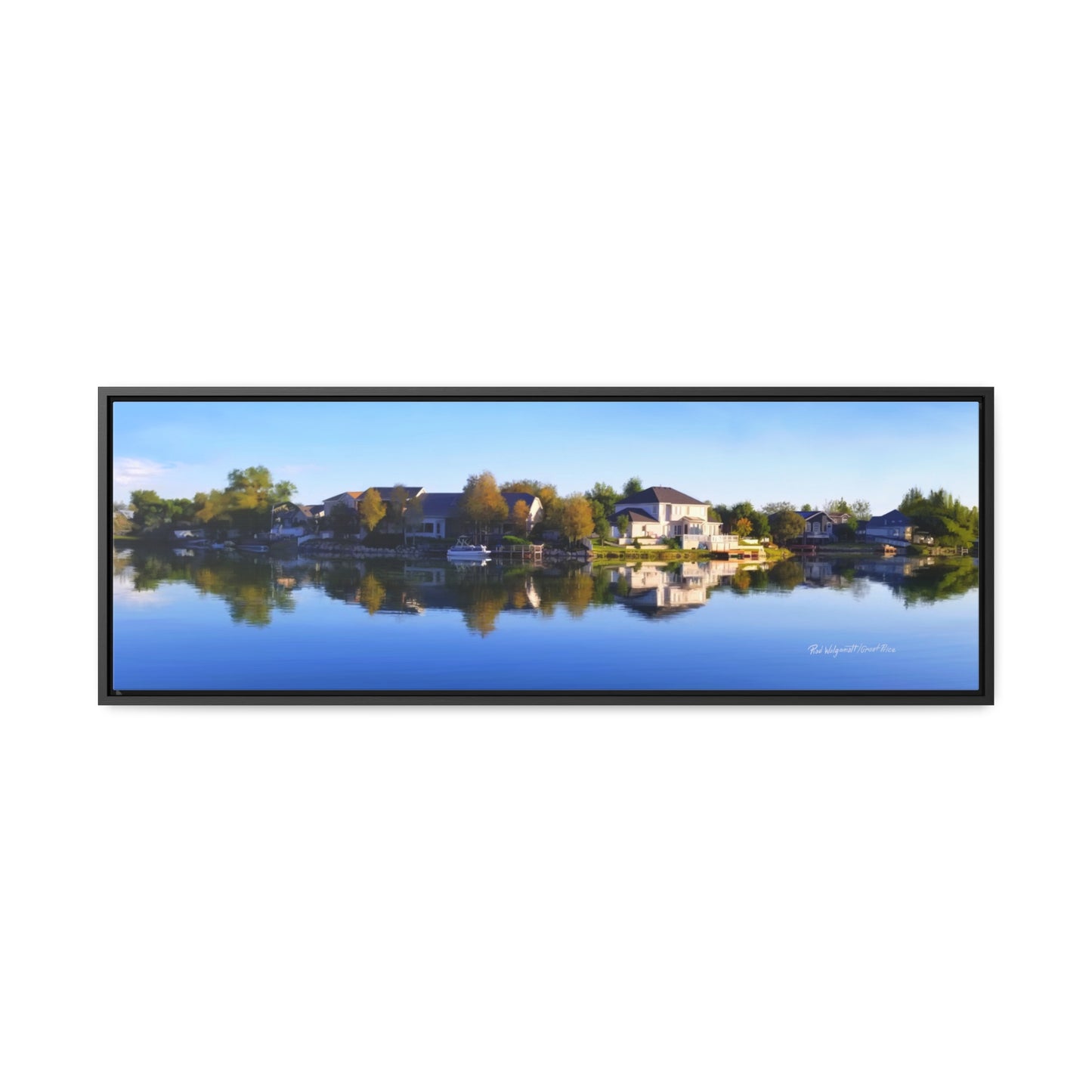 Stretched Canvas Wrap in Wood Frame, Blue Sky Reflection on Stansbury Lake, by Rod Walgamott