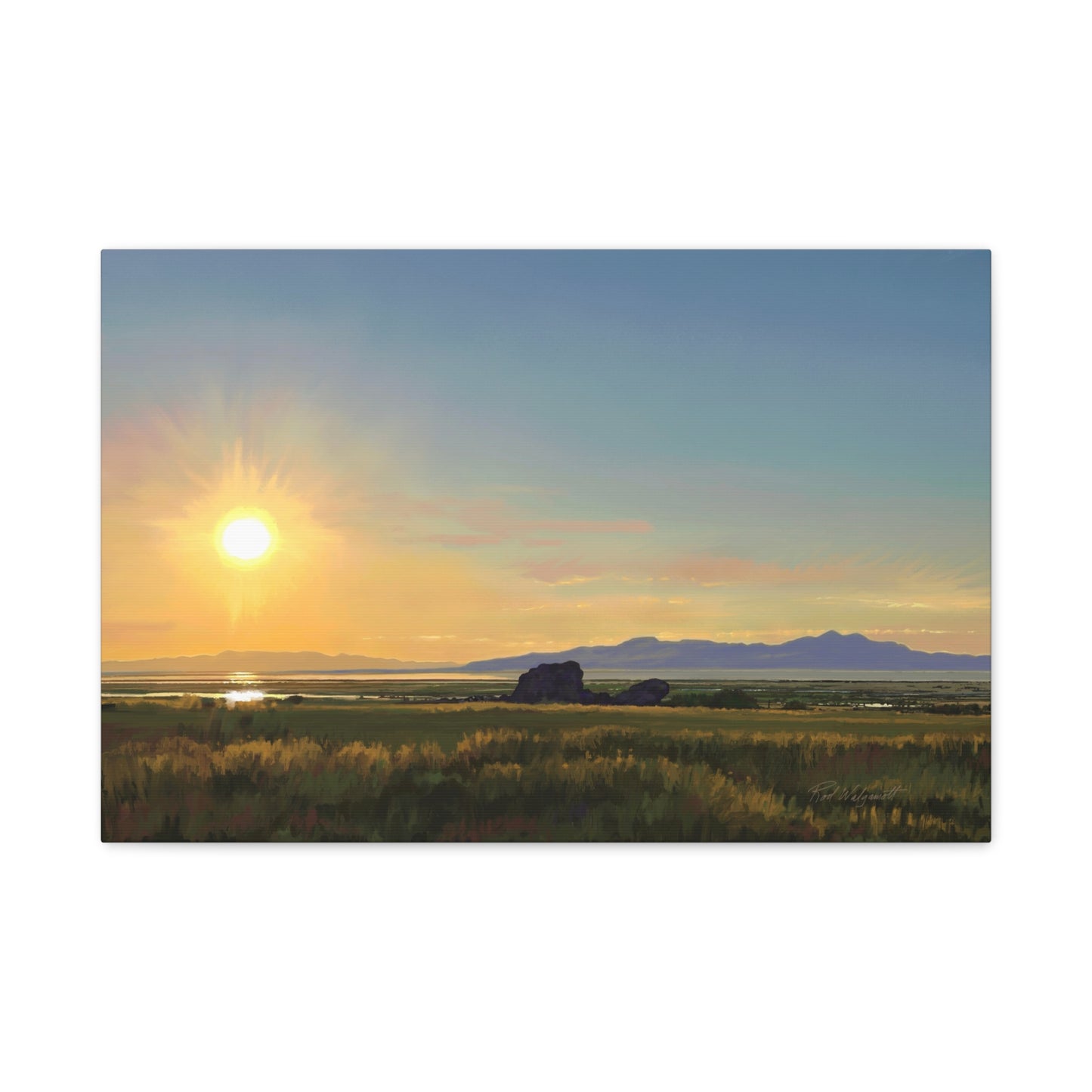 Adobe Rock Sunset, by Rod Walgamott-Canvas Gallery Wrap