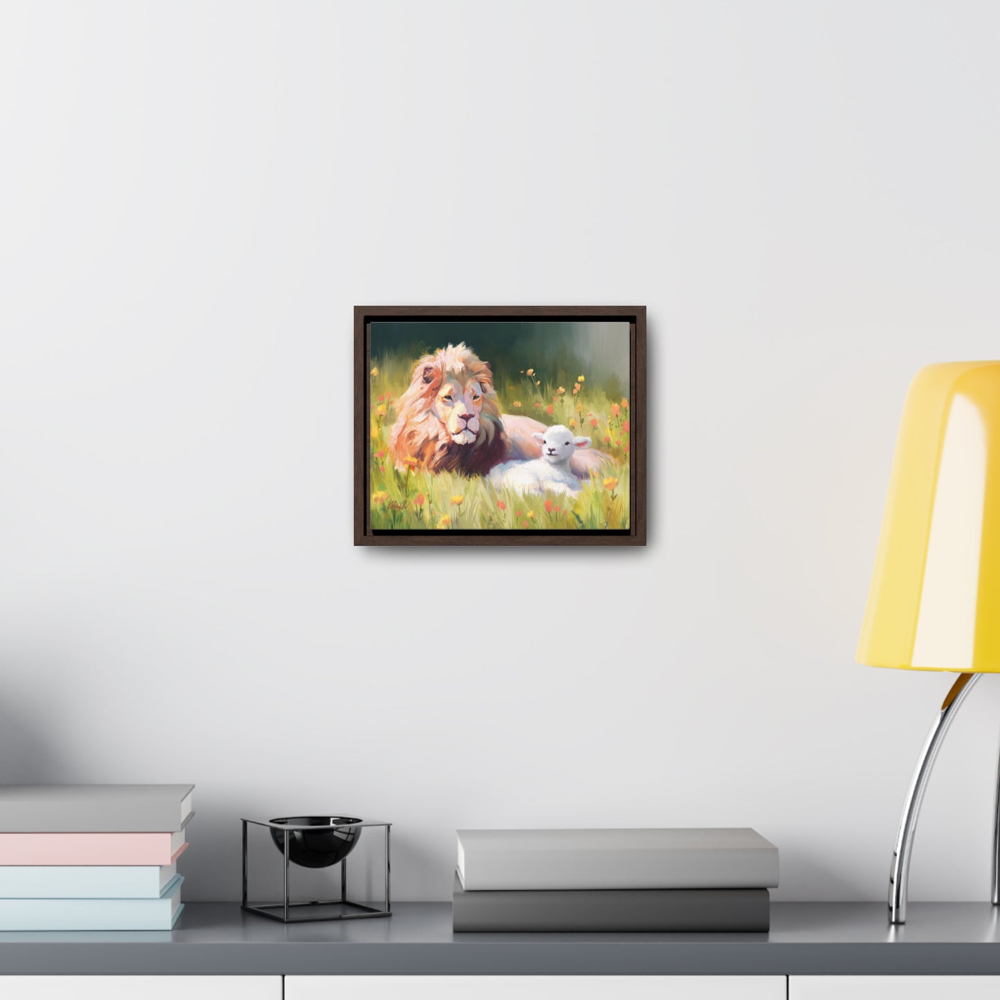 Stretched Canvas Print in Wood Frame, The Lamb and the Lion, by Chaz Walgamott