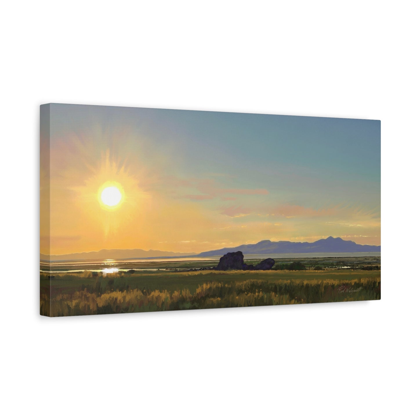 Adobe Rock Sunset, by Rod Walgamott-Canvas Gallery Wrap