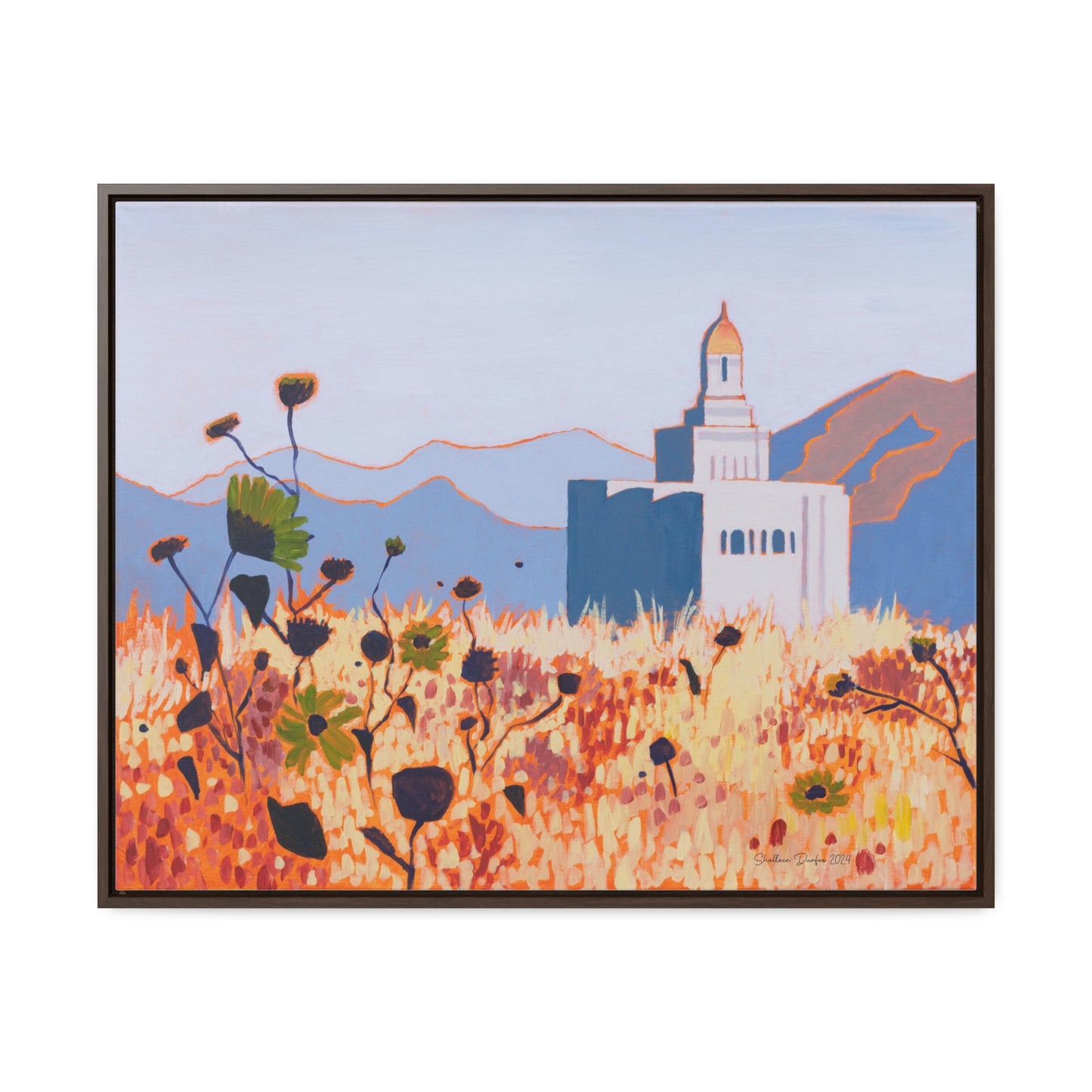 Stretched Canvas Print in Wood Frame--Deseret Peak Temple by Shellece Durfee