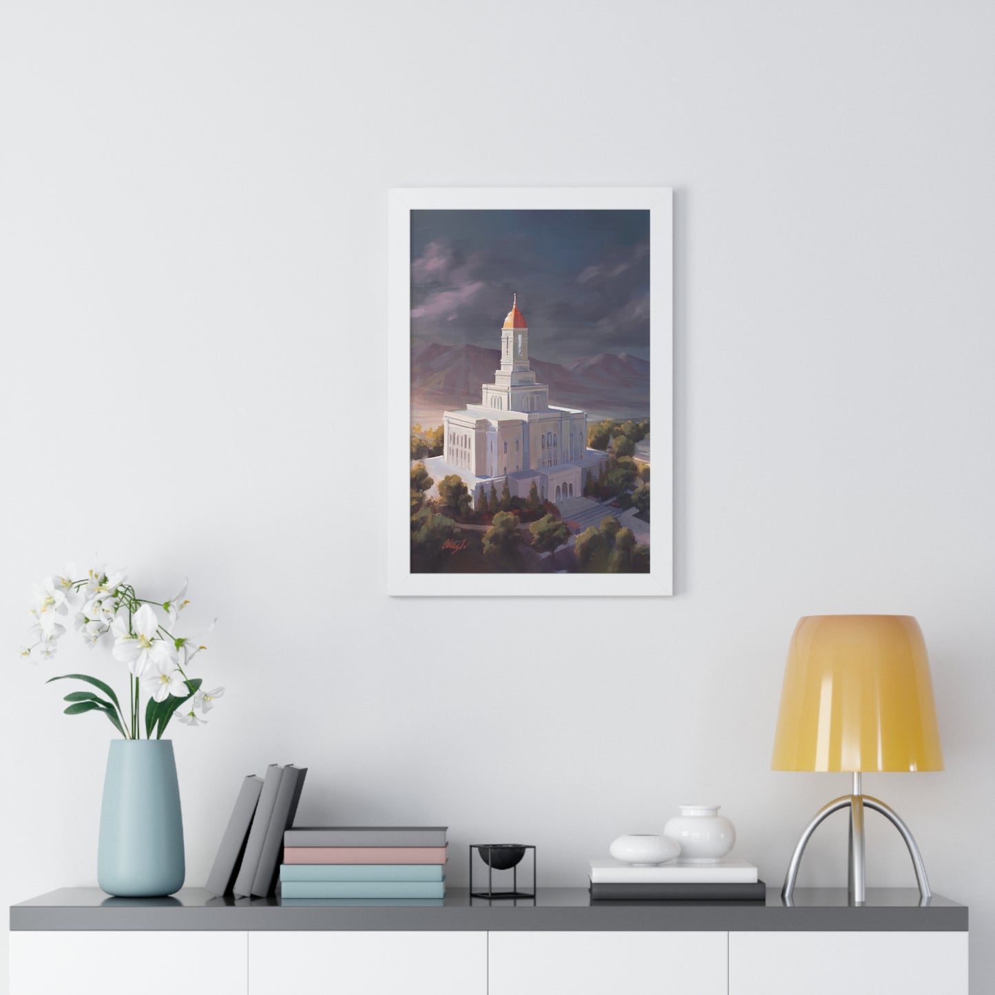 Framed Matte Print, Deseret Peak Temple--After the Storm, by Chaz Walgamott
