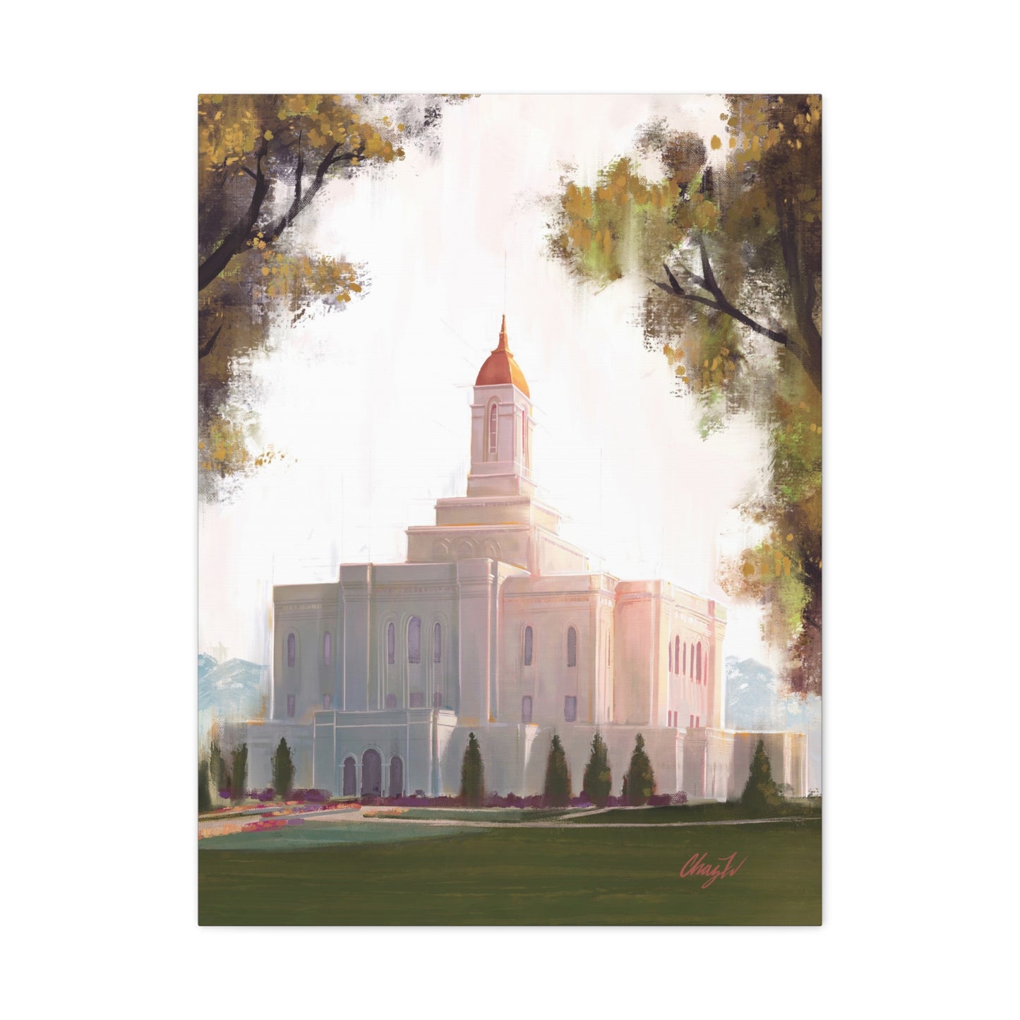 Canvas Gallery Wrap, Deseret Peak Temple-Golden, by Chaz Walgamott