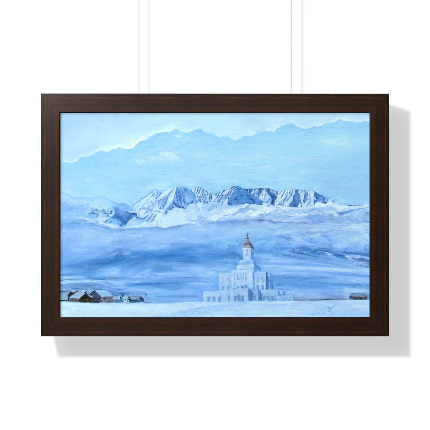 Premium Matte Print--Framed, Deseret Peak Temple-Hope in the Bleak of Winter, by Jane Autry