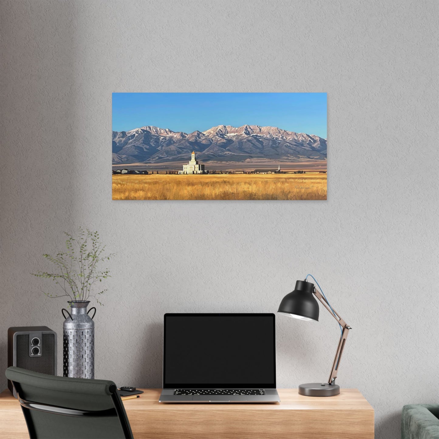 Classic Stretched Canvas, Deseret Peak Temple and Deseret Peak, by Rod Walgamott