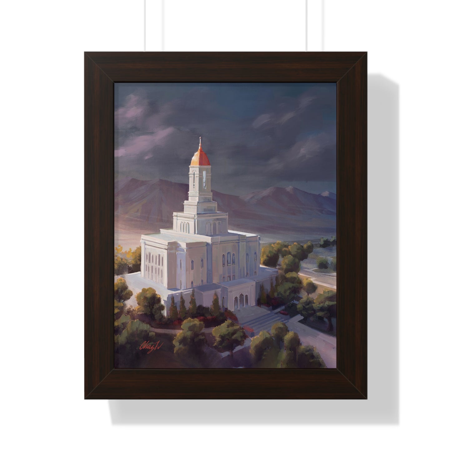 Framed Matte Print, Deseret Peak Temple--After the Storm, by Chaz Walgamott