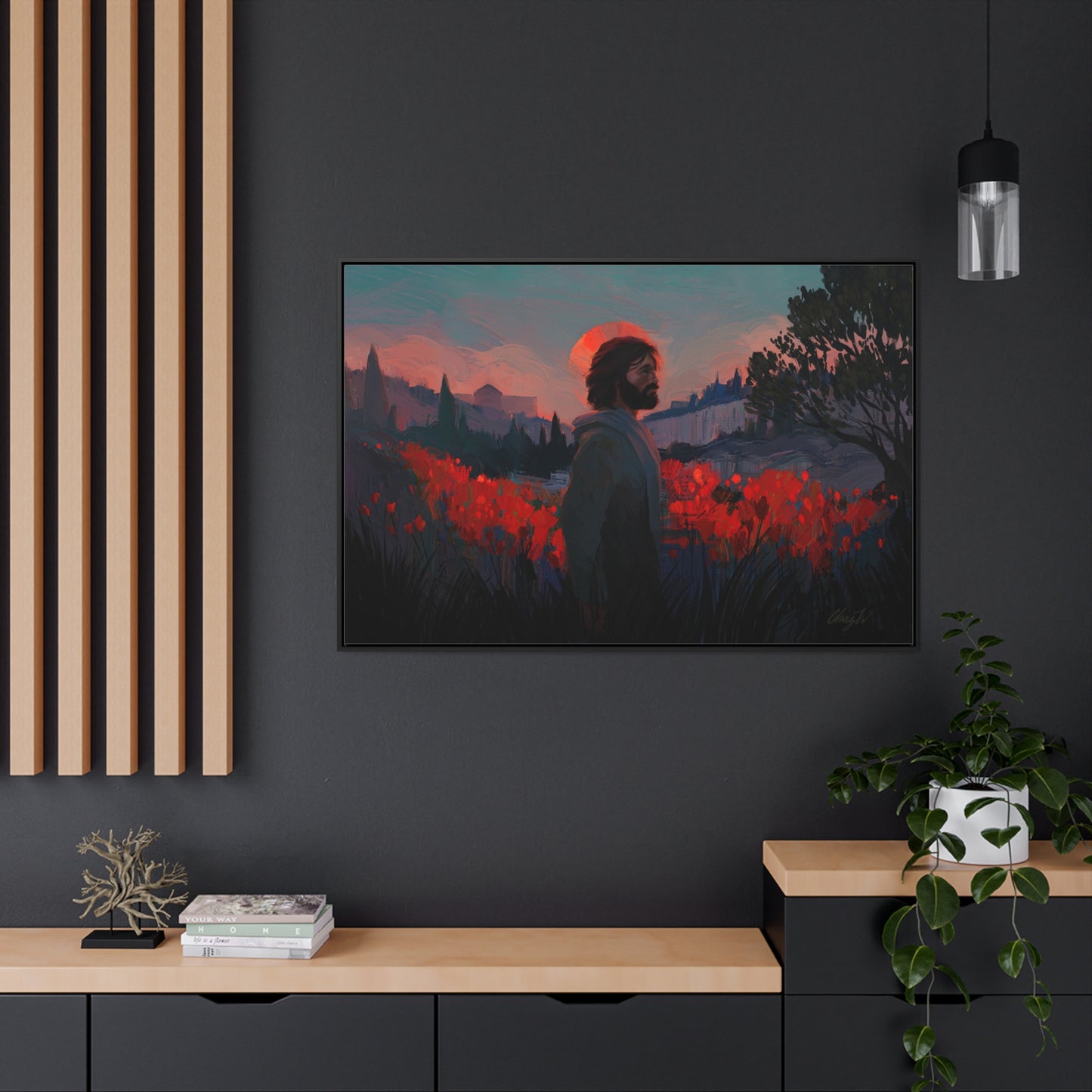 Stretched Canvas Print in Wood Frame, "Though as Scarlet" by Chaz Walgamott