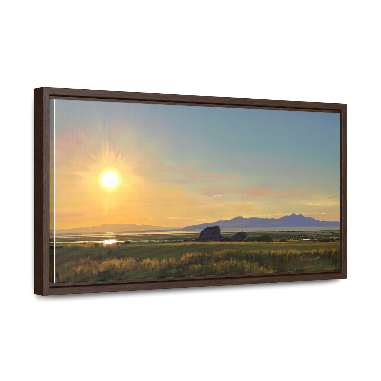 Canvas Wrap in Wood Frame, Adobe Rock Sunset, by Rod Walgamott