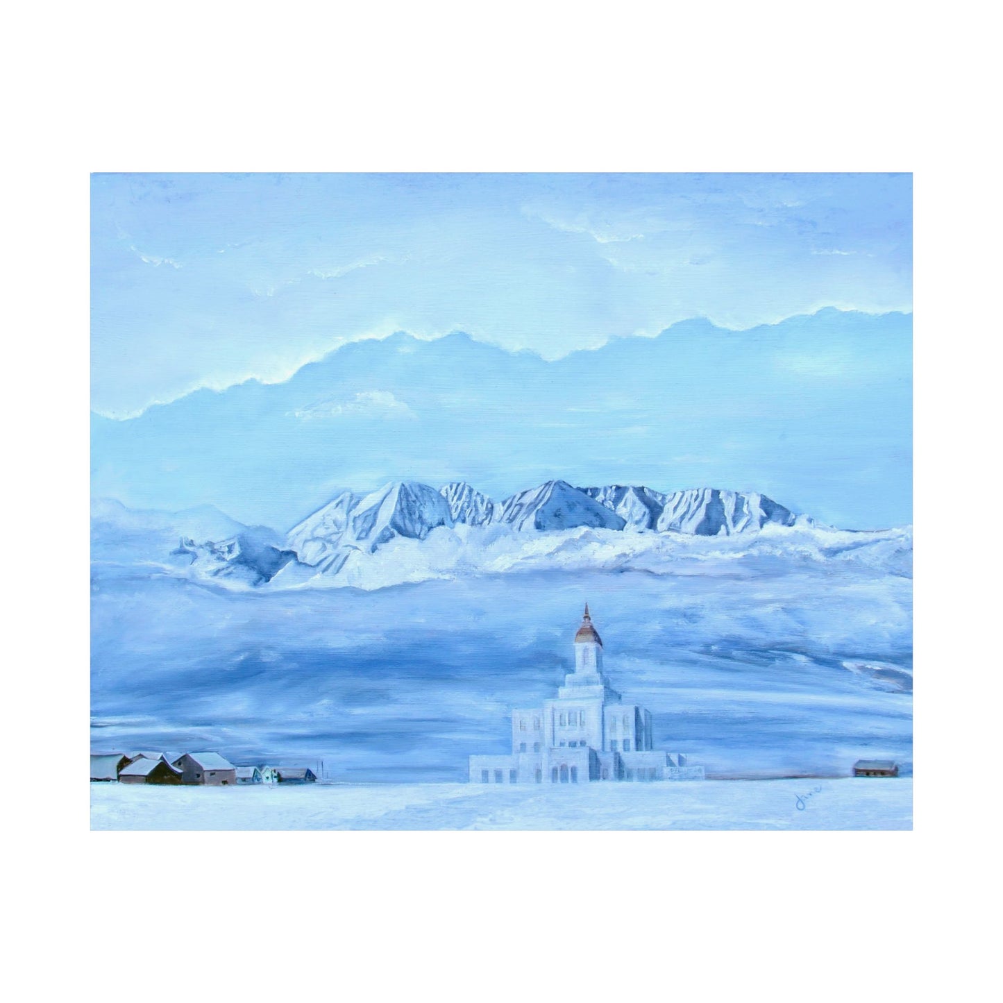 Premium Matte Print, Deseret Peak Temple--Hope in the Bleak of Winter, by Jane Autry
