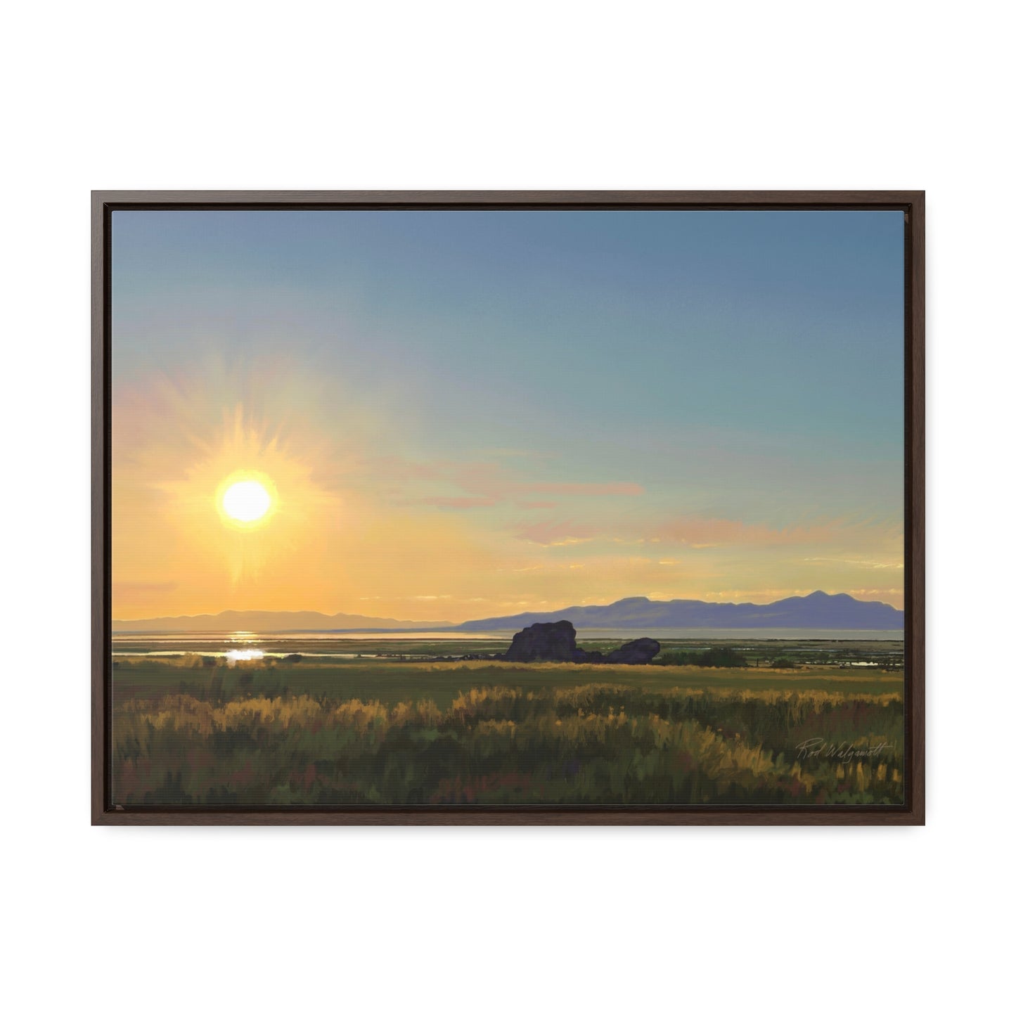 Canvas Wrap in Wood Frame, Adobe Rock Sunset, by Rod Walgamott