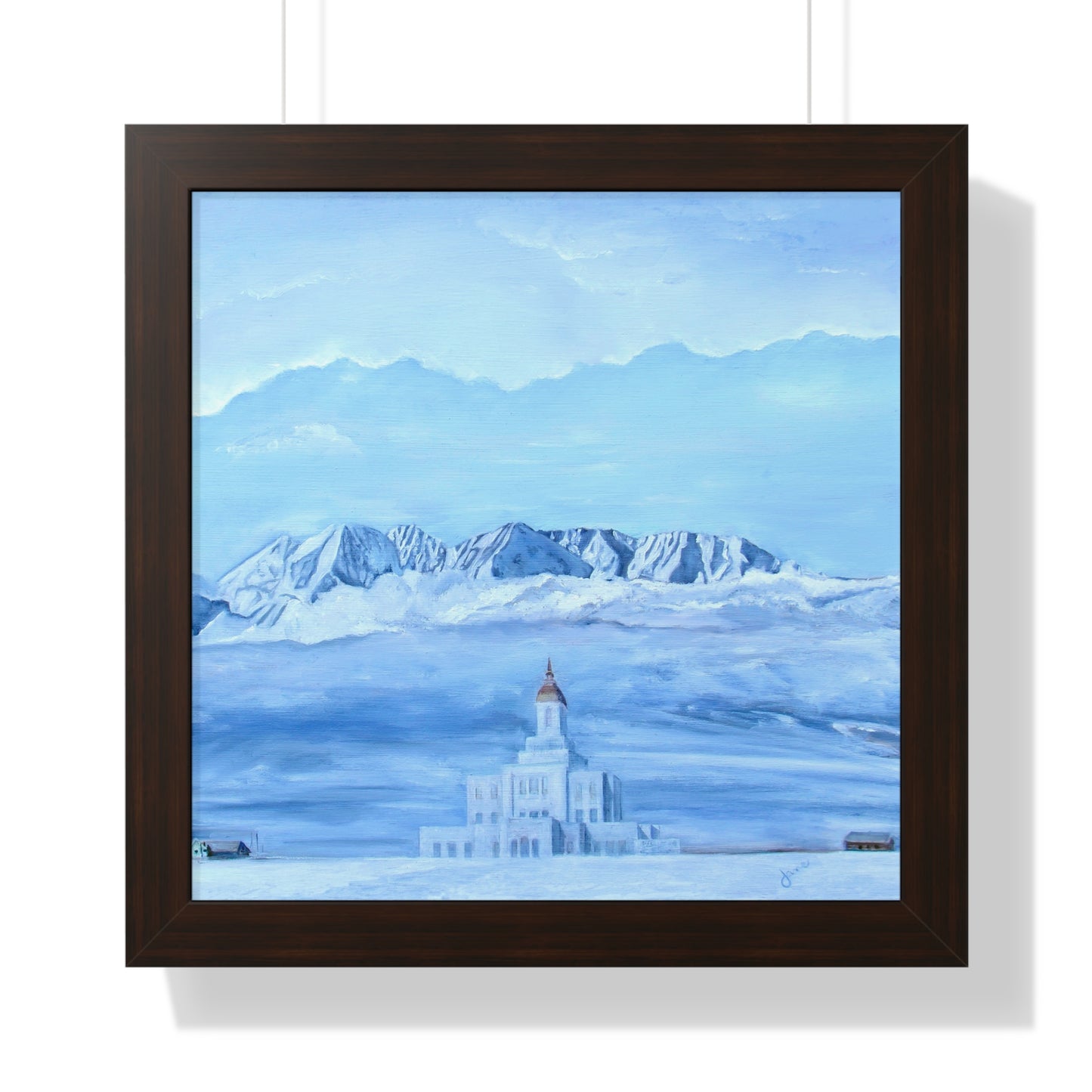 Premium Matte Print--Framed, Deseret Peak Temple-Hope in the Bleak of Winter, by Jane Autry