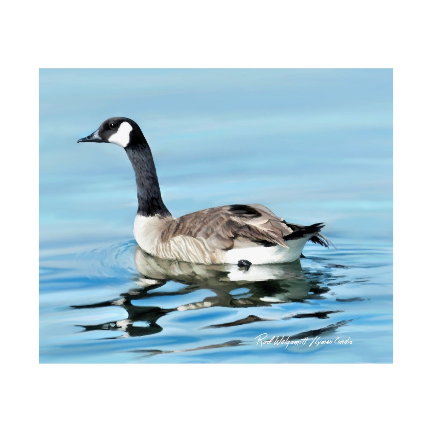 Premium Matte Print, Canada Goose on Stansbury Lake, by Rod Walgamott (Reference Photo by Lyman Condie)