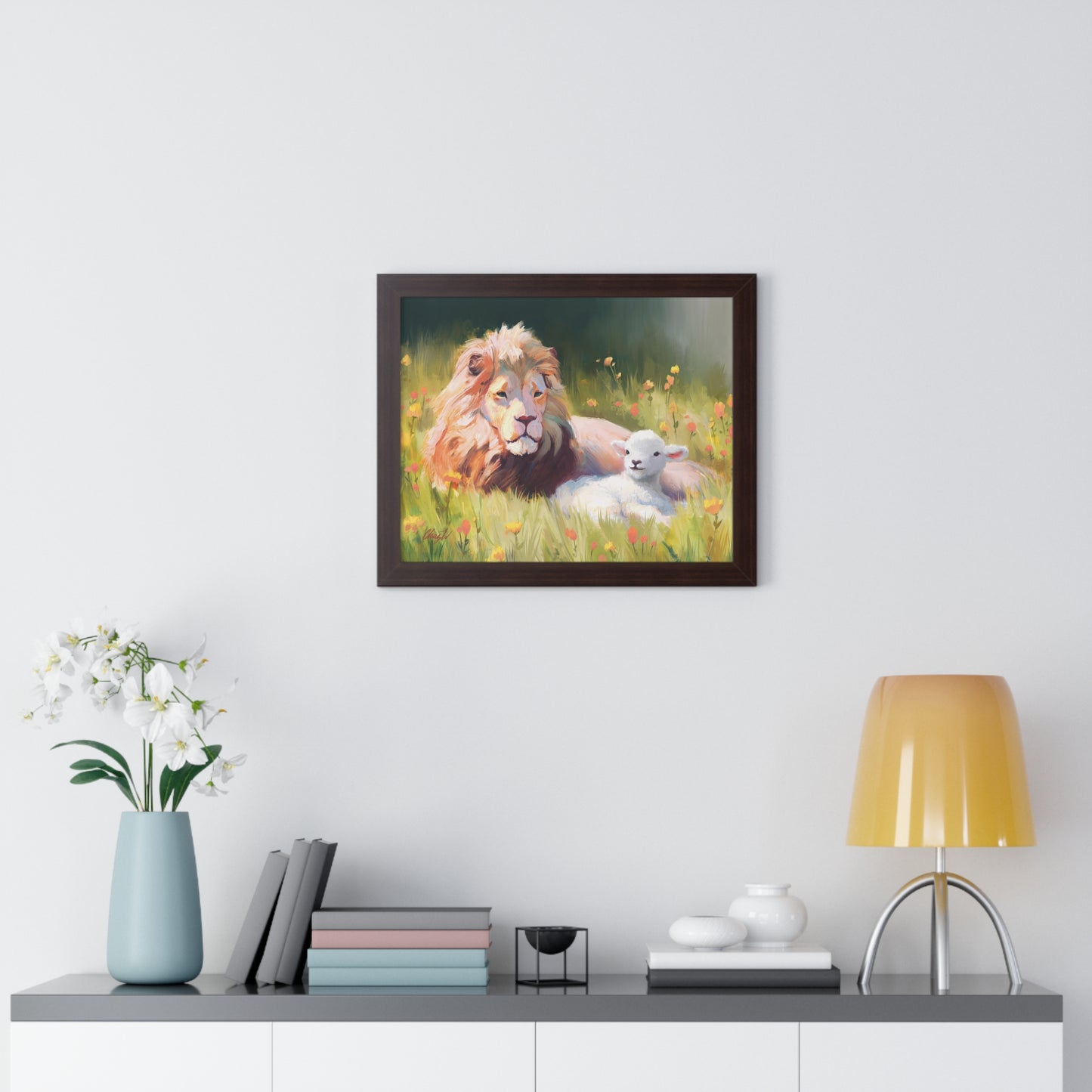Framed Matte Print, The Lamb and the Lion, by Chaz Walgamott