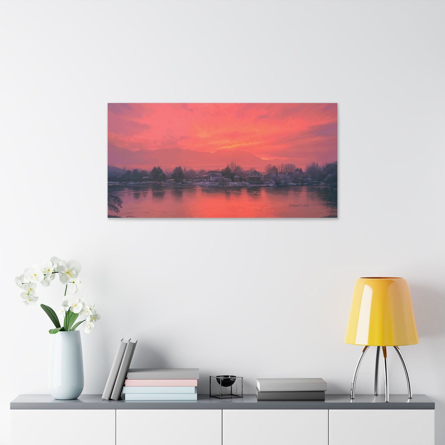 Classic Stretched Canvas, Frosty Sunrise on Stansbury Lake, by Rod Walgamott