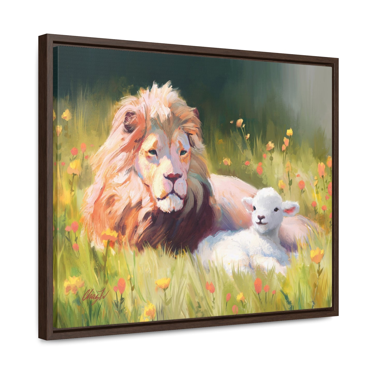 Stretched Canvas Print in Wood Frame, The Lamb and the Lion, by Chaz Walgamott