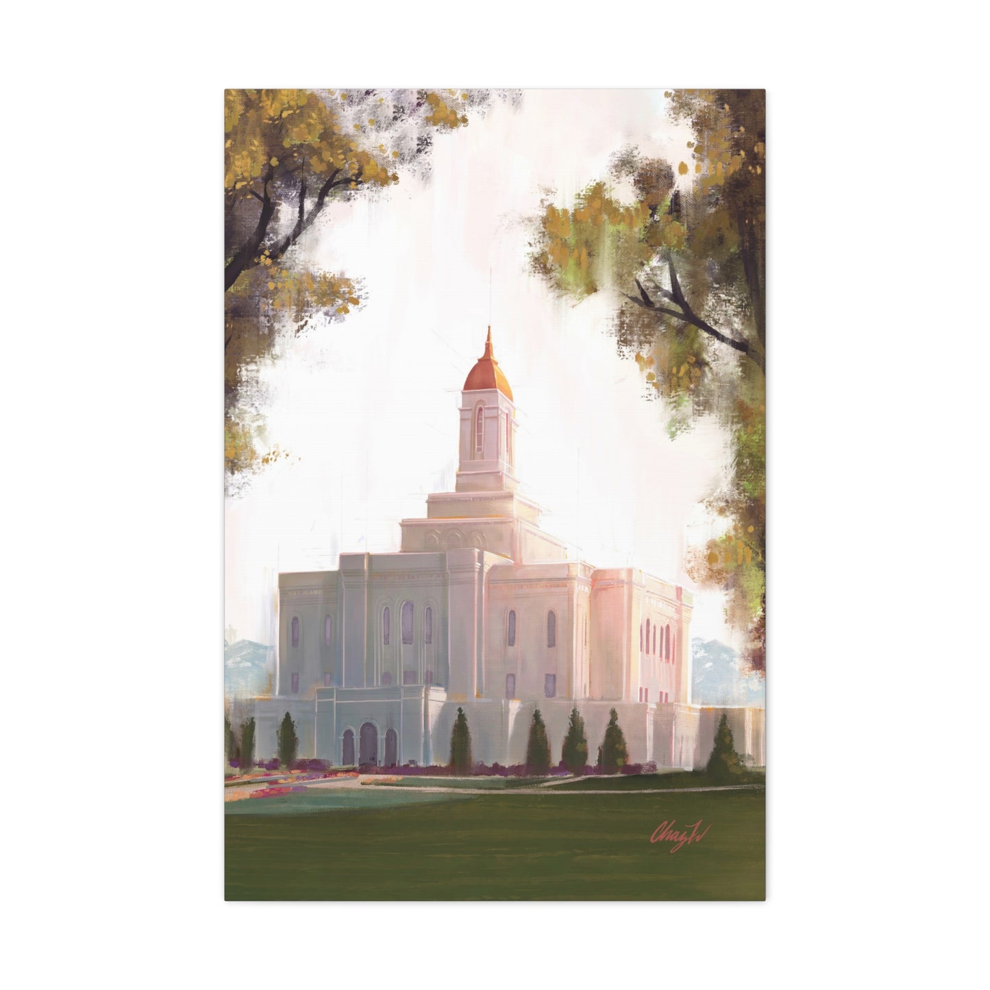 Canvas Gallery Wrap, Deseret Peak Temple-Golden, by Chaz Walgamott