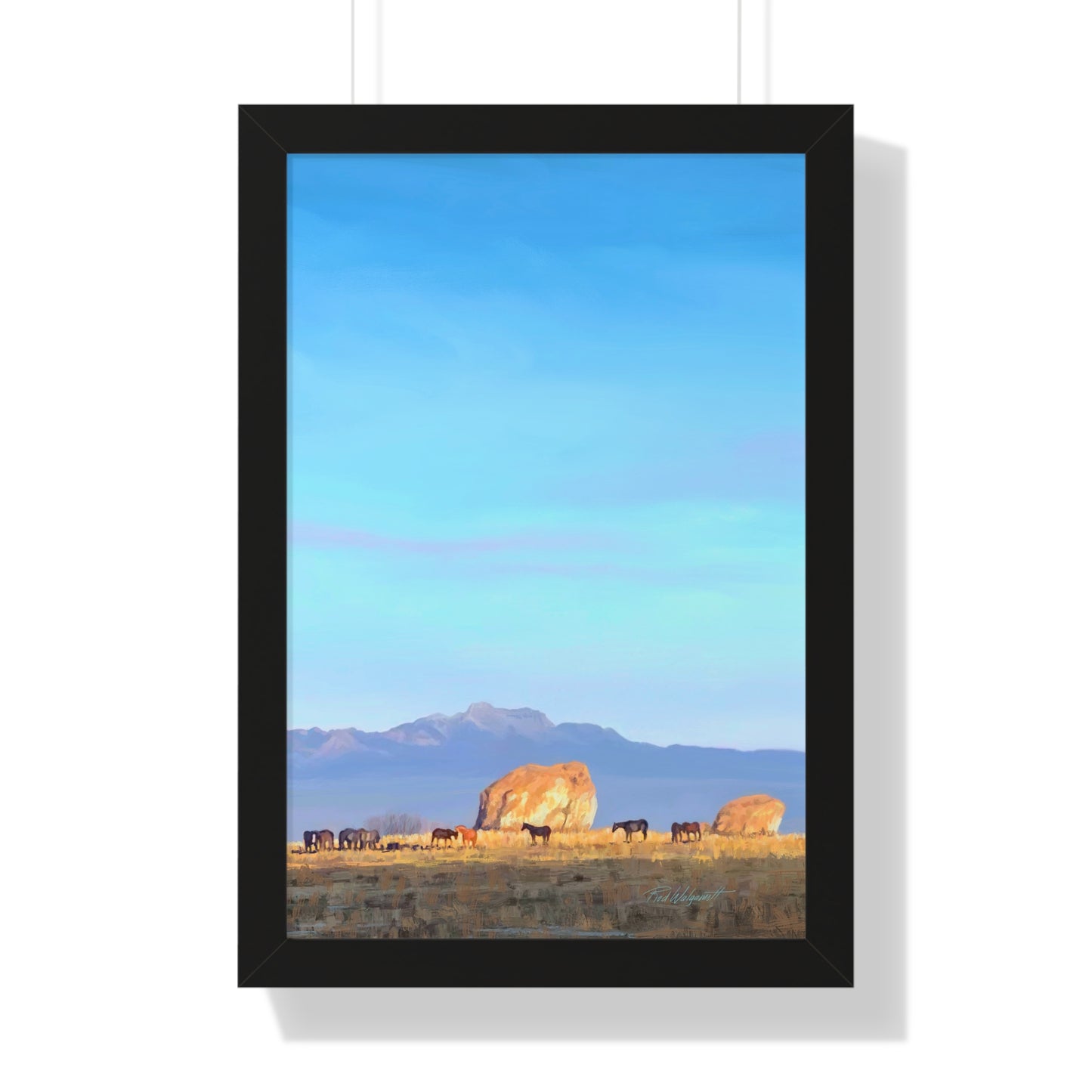 Framed Matte Print, Horses at Adobe Rock, by Rod Walgamott