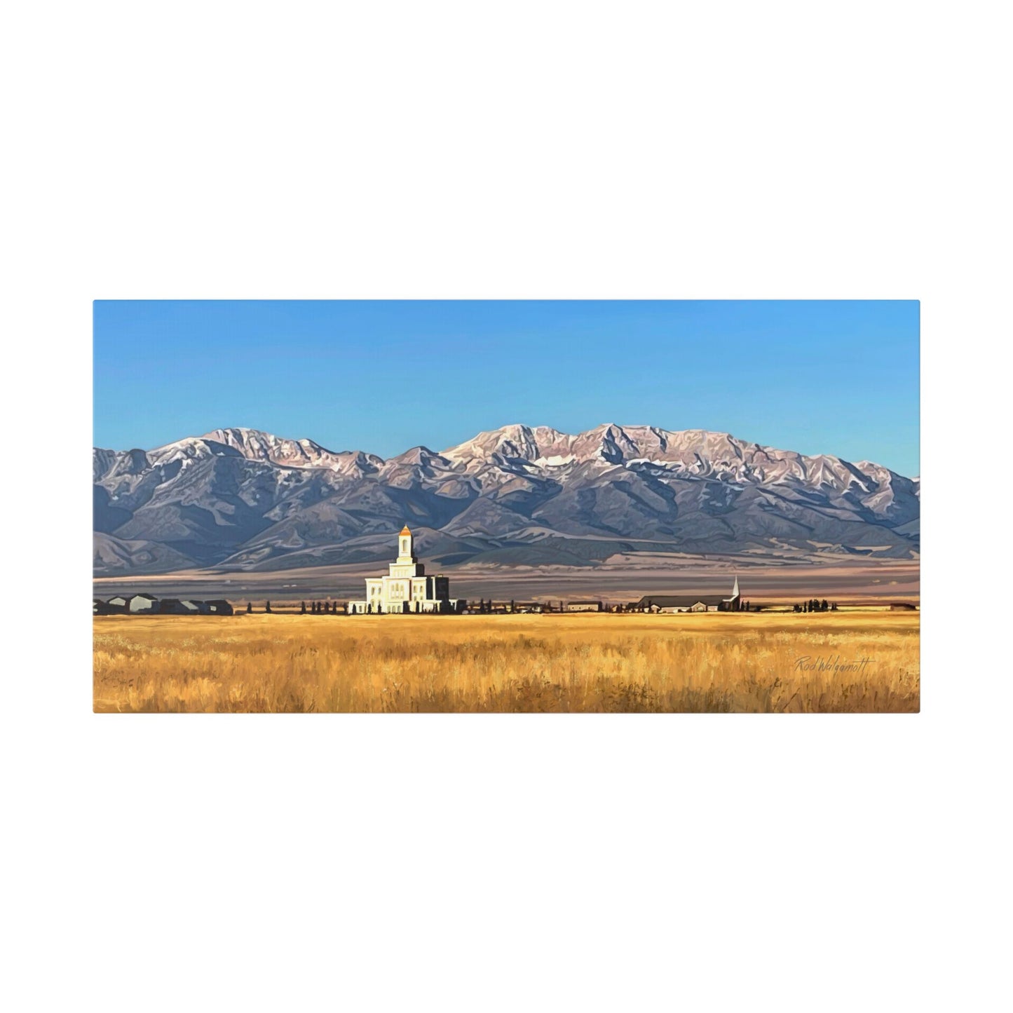 Classic Stretched Canvas, Deseret Peak Temple and Deseret Peak, by Rod Walgamott