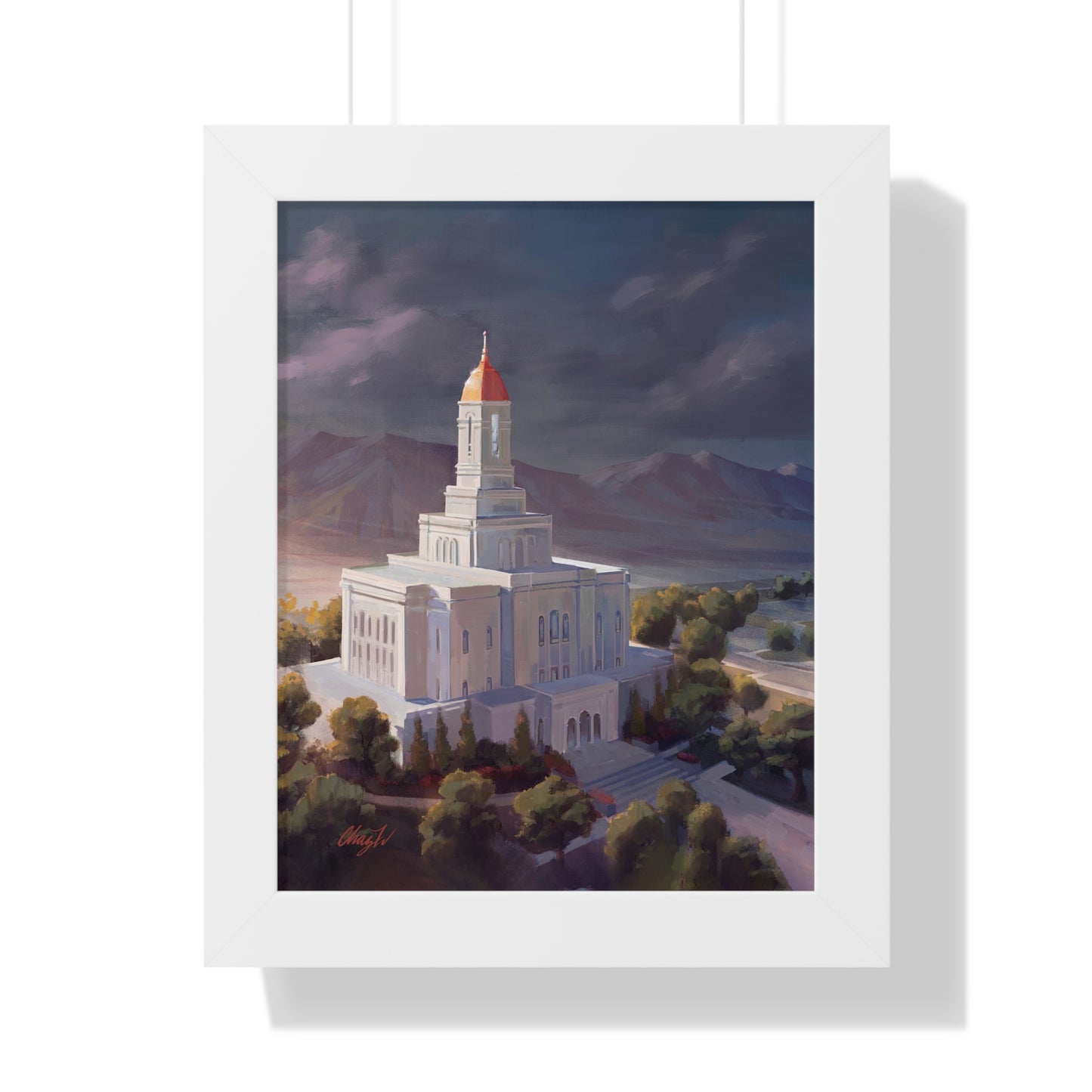 Framed Matte Print, Deseret Peak Temple--After the Storm, by Chaz Walgamott